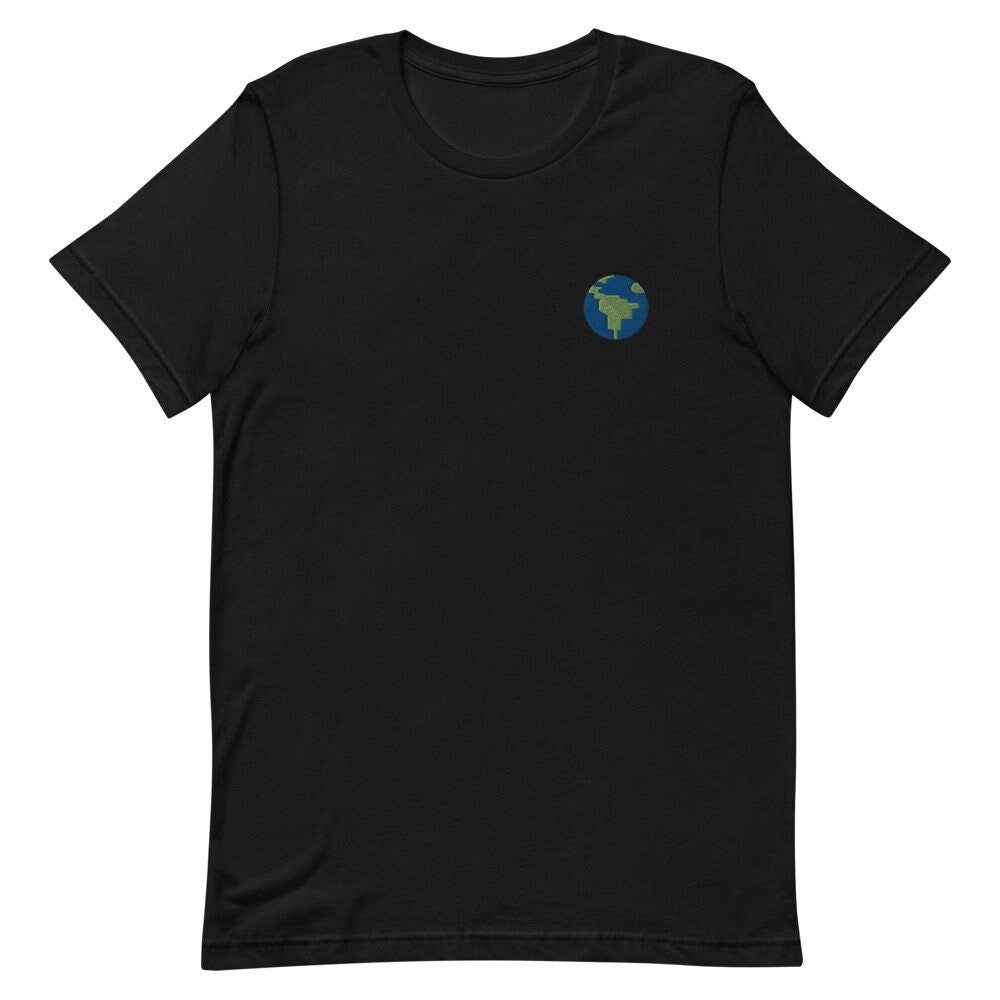 Planet Earth Embroidered Men's T-Shirt Gift for Boyfriend, Men's Short Sleeve Shirt - Multiple Colors