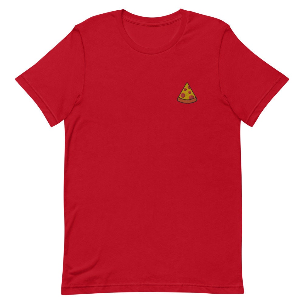Slice of Pizza Embroidered Men's T-Shirt Gift for Boyfriend, Men's Short Sleeve Shirt - Multiple Colors