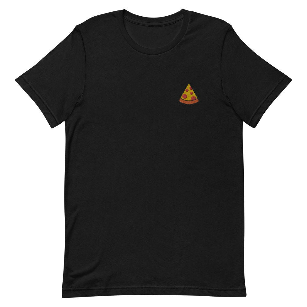 Slice of Pizza Embroidered Men's T-Shirt Gift for Boyfriend, Men's Short Sleeve Shirt - Multiple Colors