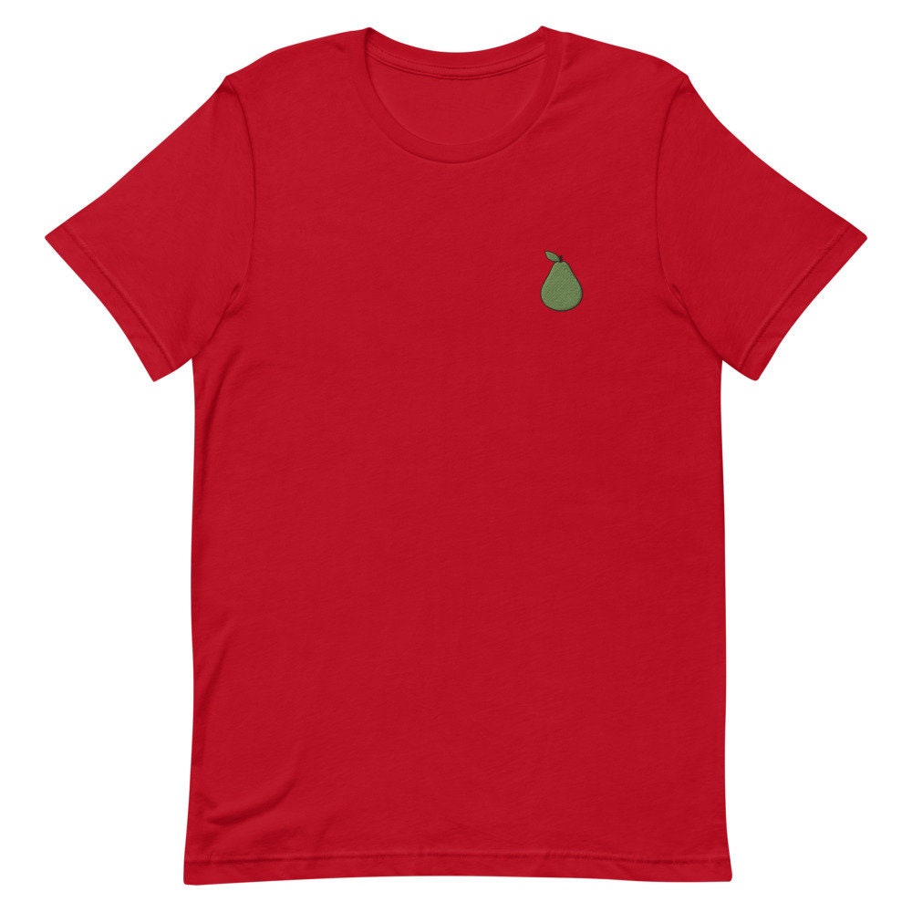 Pear Fruit Embroidered Men's T-Shirt Gift for Boyfriend, Men's Short Sleeve Shirt - Multiple Colors