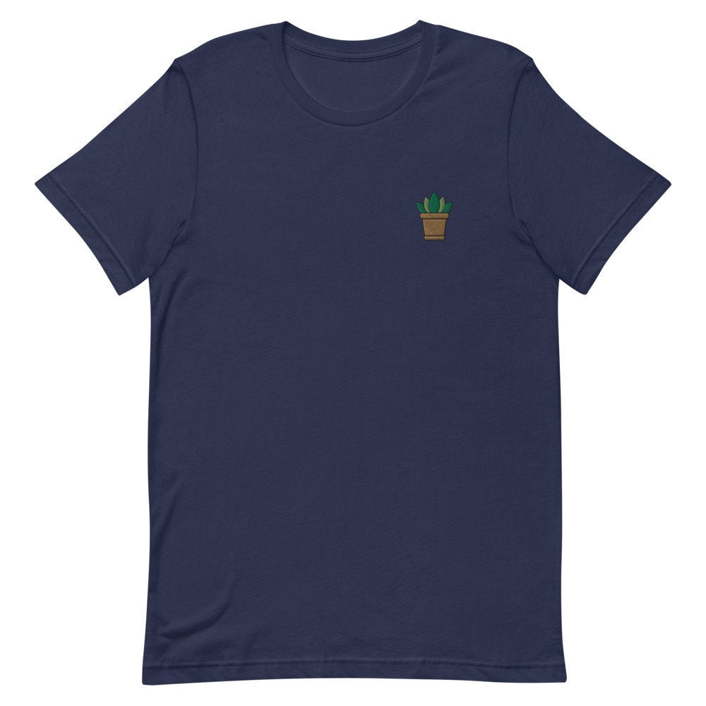 Succulent Plant Embroidered Men's T-Shirt Gift for Boyfriend, Men's Short Sleeve Shirt - Multiple Colors
