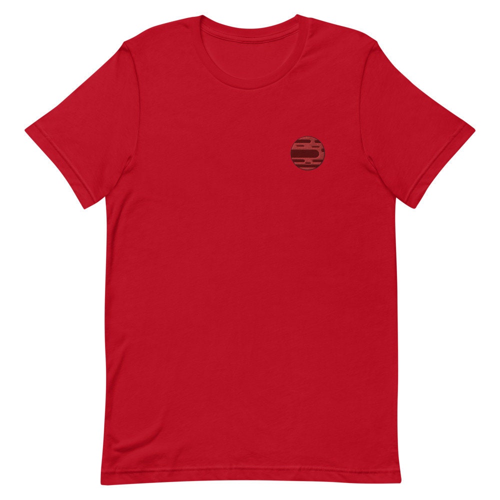 Planet Mars Embroidered Men's T-Shirt Gift for Boyfriend, Men's Short Sleeve Shirt - Multiple Colors