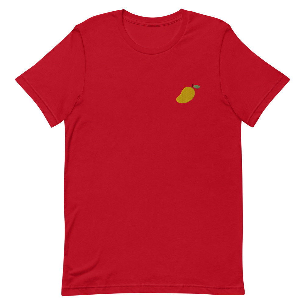 Mango Fruit Cute Embroidered Men's T-Shirt Gift for Boyfriend, Men's Short Sleeve Shirt - Multiple Colors