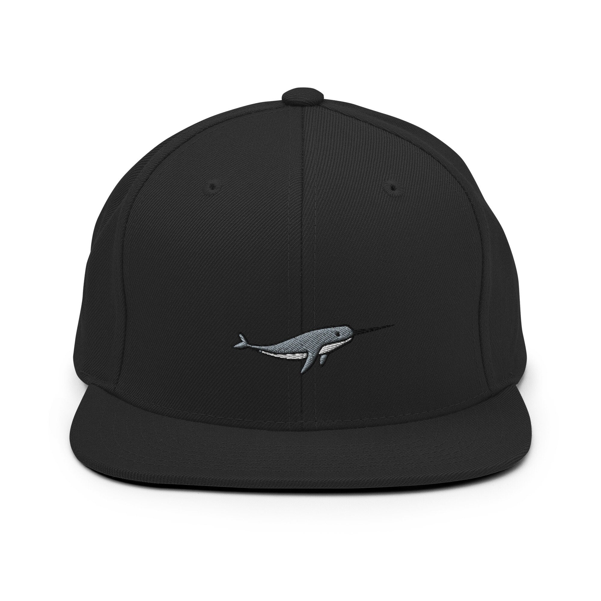 Narwhale Embroidered Snapback Hat, Cap Gift, Embroidered Snapback Hat, Flat Bill Snapback