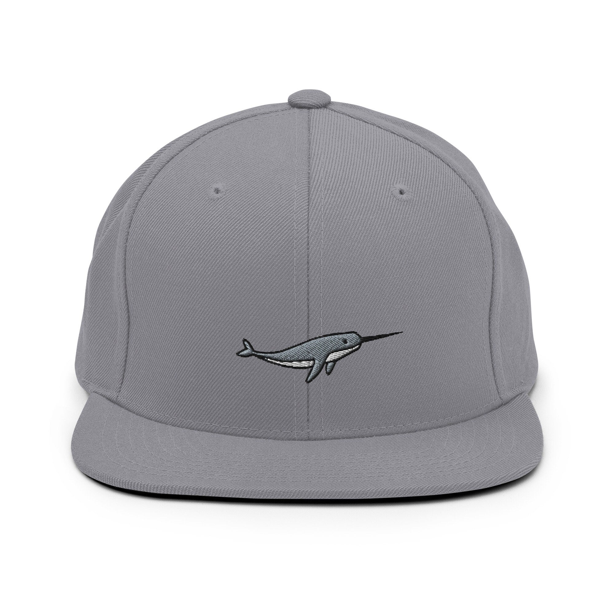 Narwhale Embroidered Snapback Hat, Cap Gift, Embroidered Snapback Hat, Flat Bill Snapback