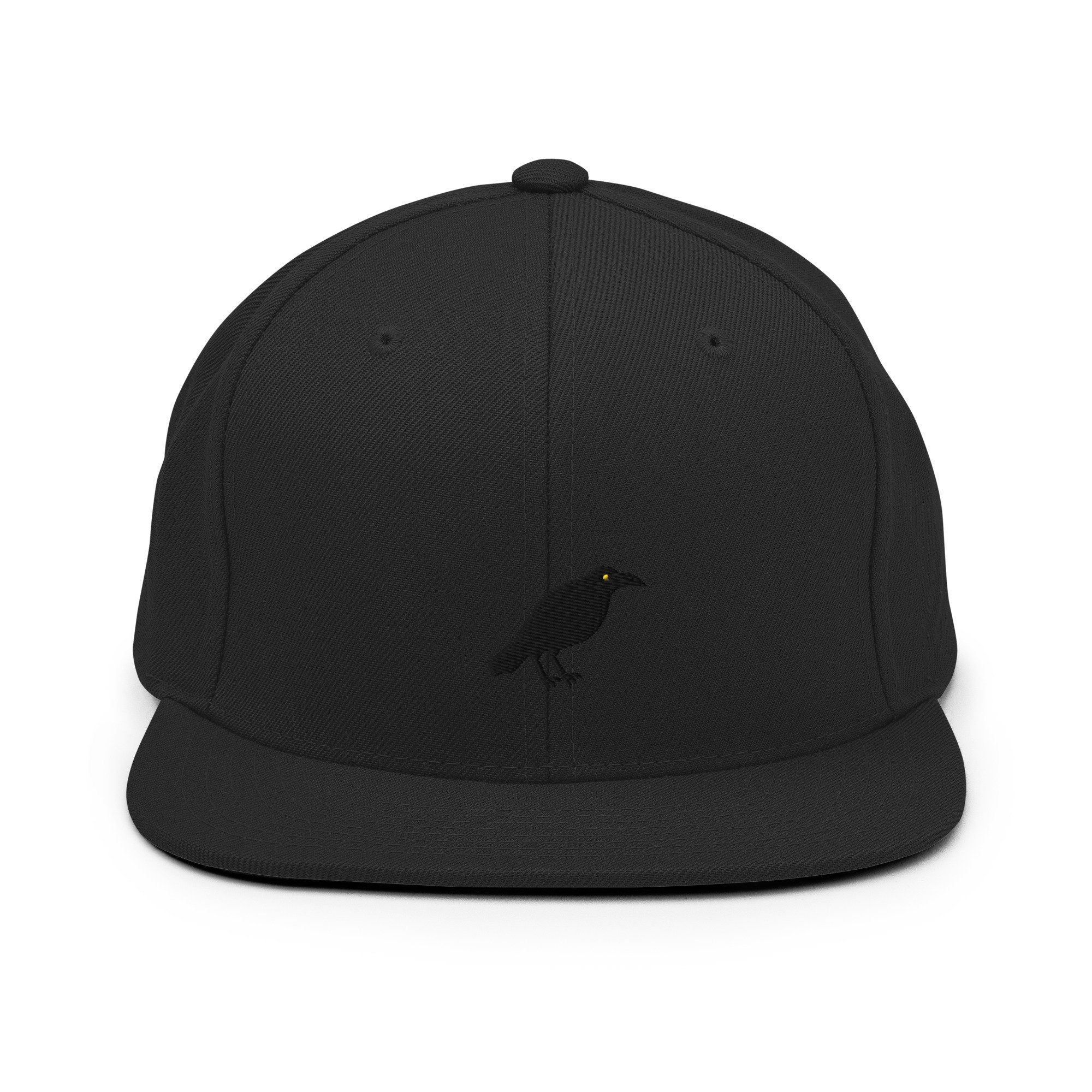 Crow Embroidered Snapback Hat, Cap Gift, Embroidered Snapback Hat, Flat Bill Snapback