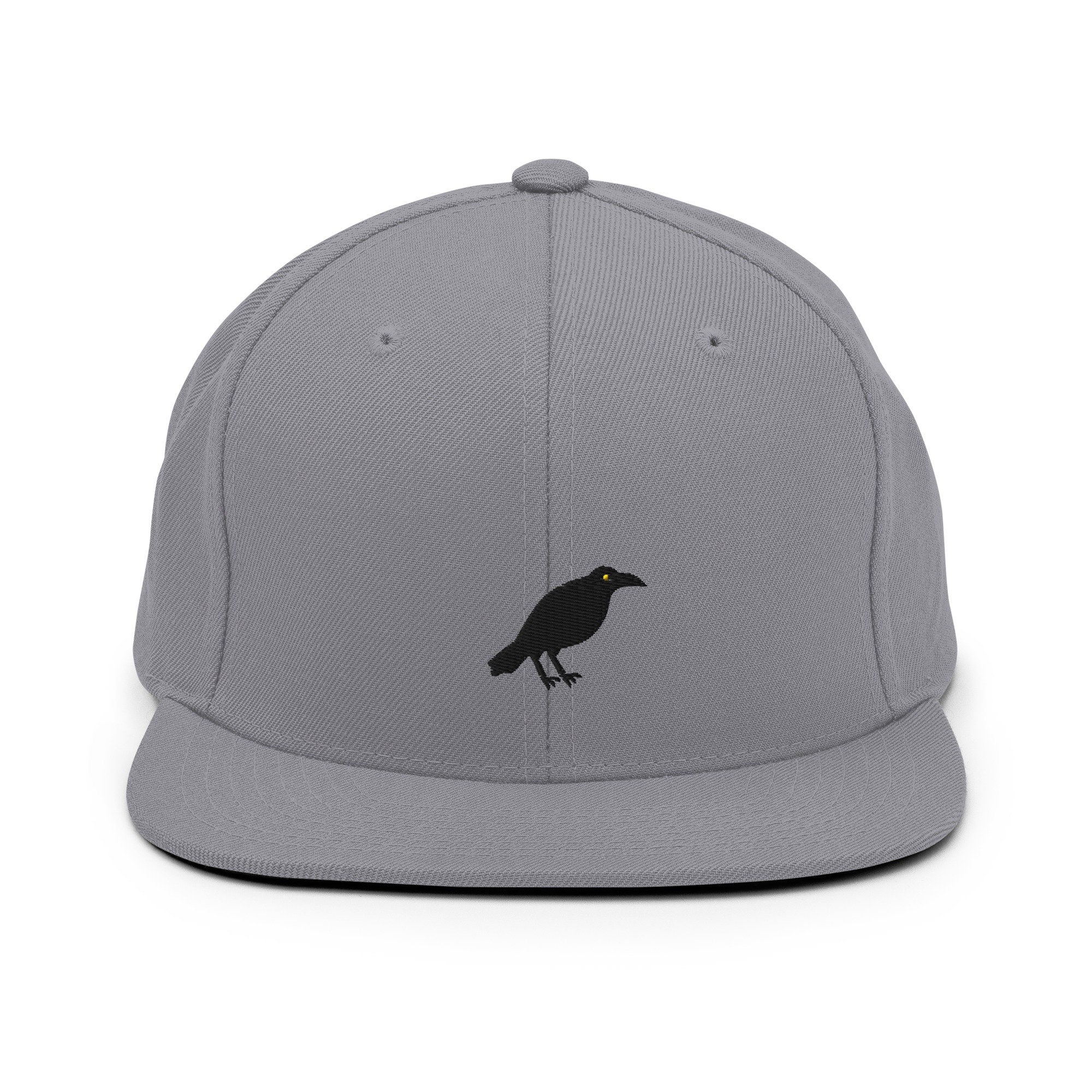 Crow Embroidered Snapback Hat, Cap Gift, Embroidered Snapback Hat, Flat Bill Snapback