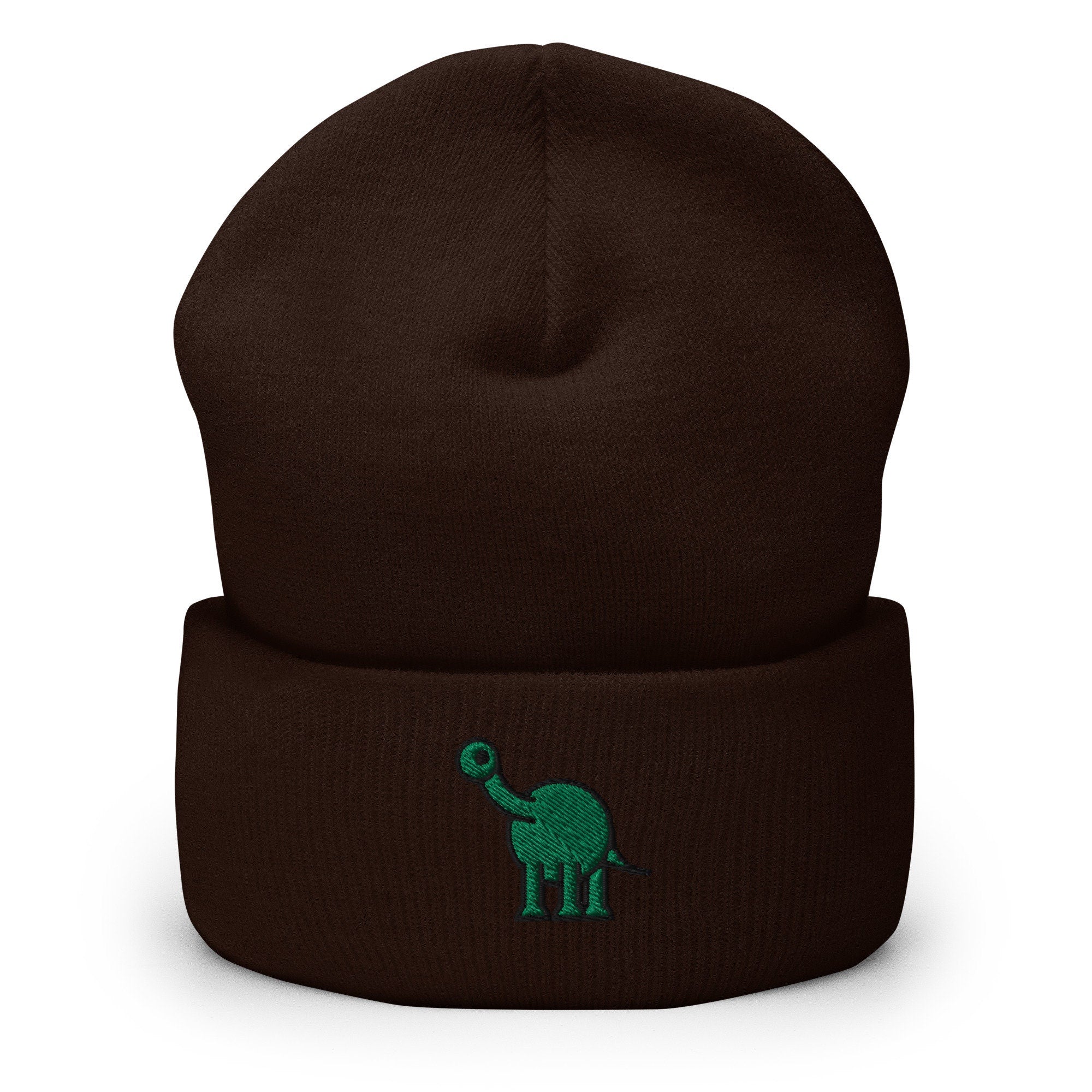 Dinosaur Long Neck Dino, Embroidered Beanie, Handmade Cuffed Knit Unisex Slouchy Adult Winter Hat Cap Gift