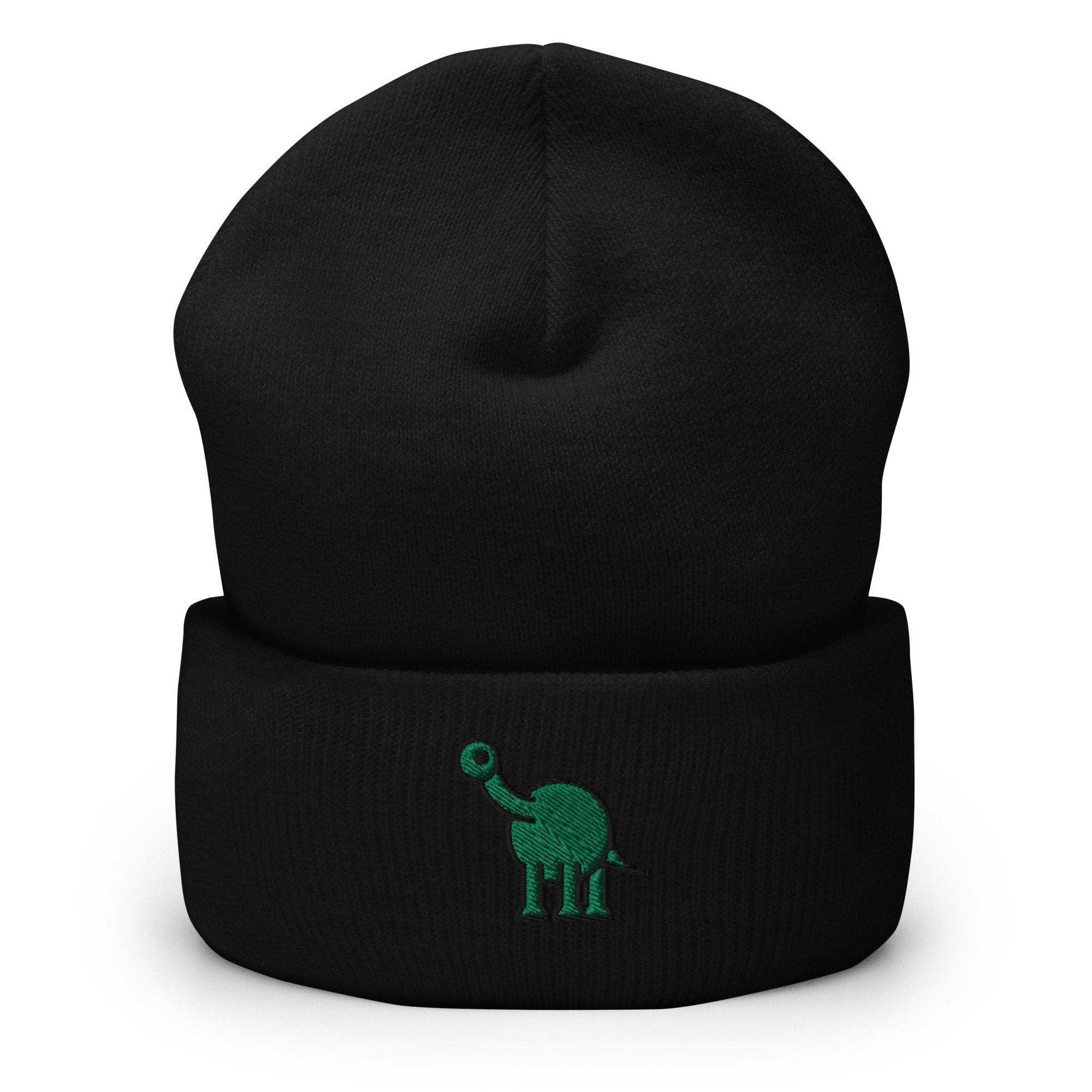 Dinosaur Long Neck Dino, Embroidered Beanie, Handmade Cuffed Knit Unisex Slouchy Adult Winter Hat Cap Gift