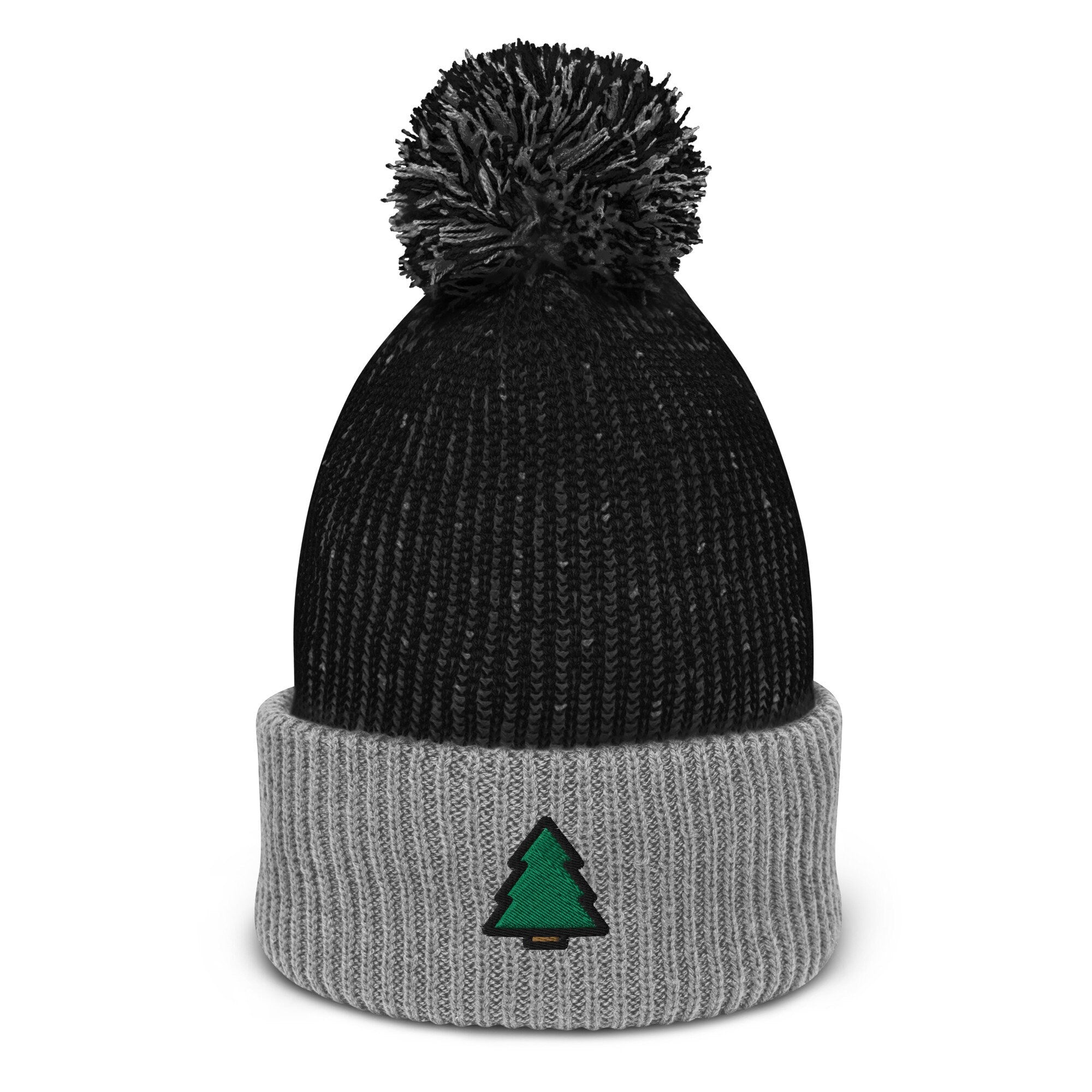 Christmas Tree Embroidered Pom Pom Beanie