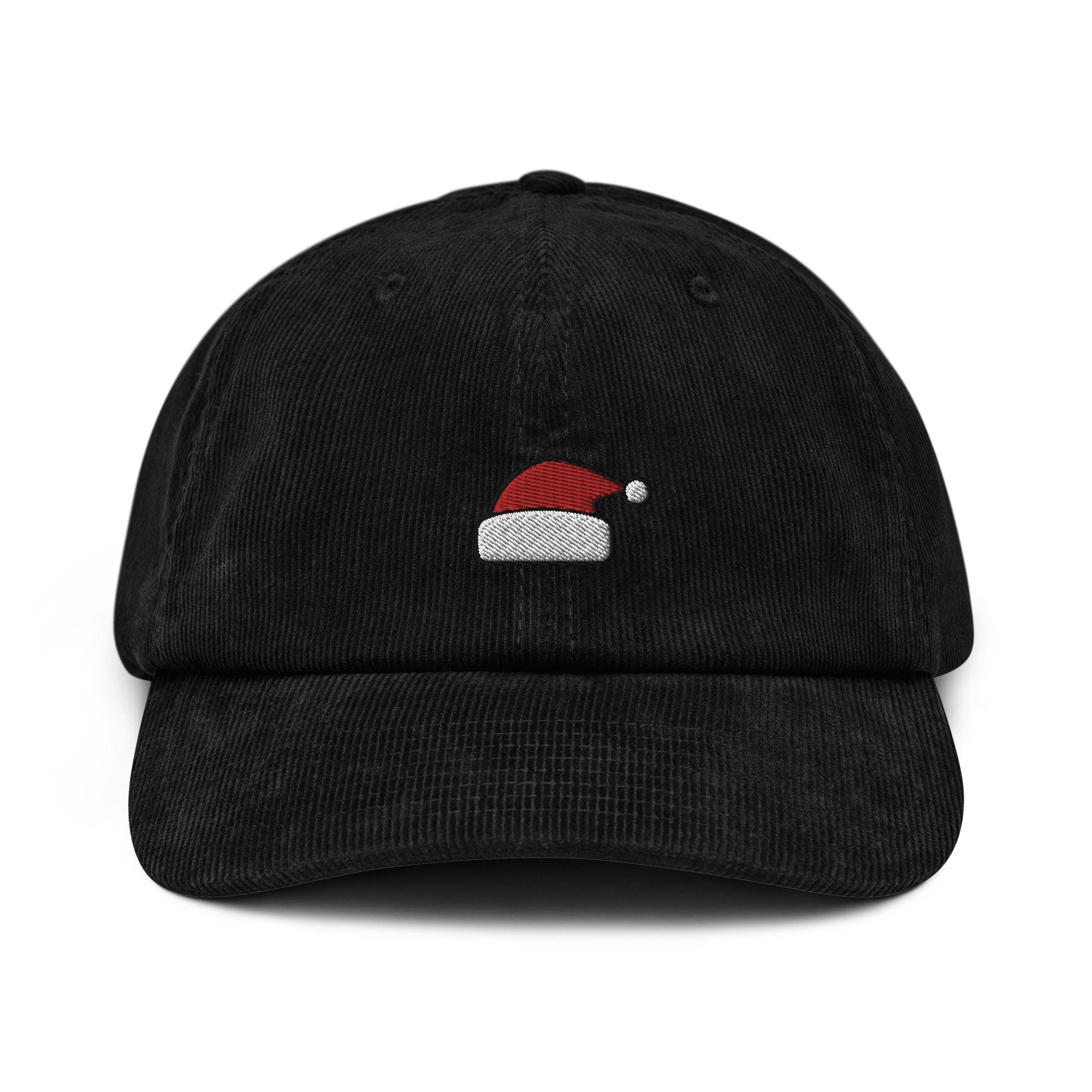 Santa Hat Embroidered Corduroy Dad Hat, Handmade Corduroy Baseball Cap Gift - Multiple Colors
