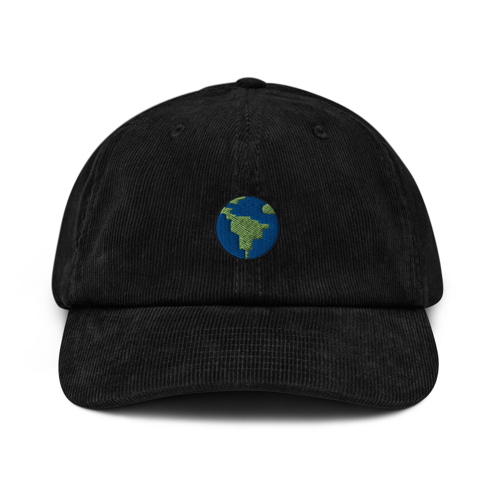 Earth Embroidered Corduroy Dad Hat, Handmade Corduroy Baseball Cap Gift - Multiple Colors