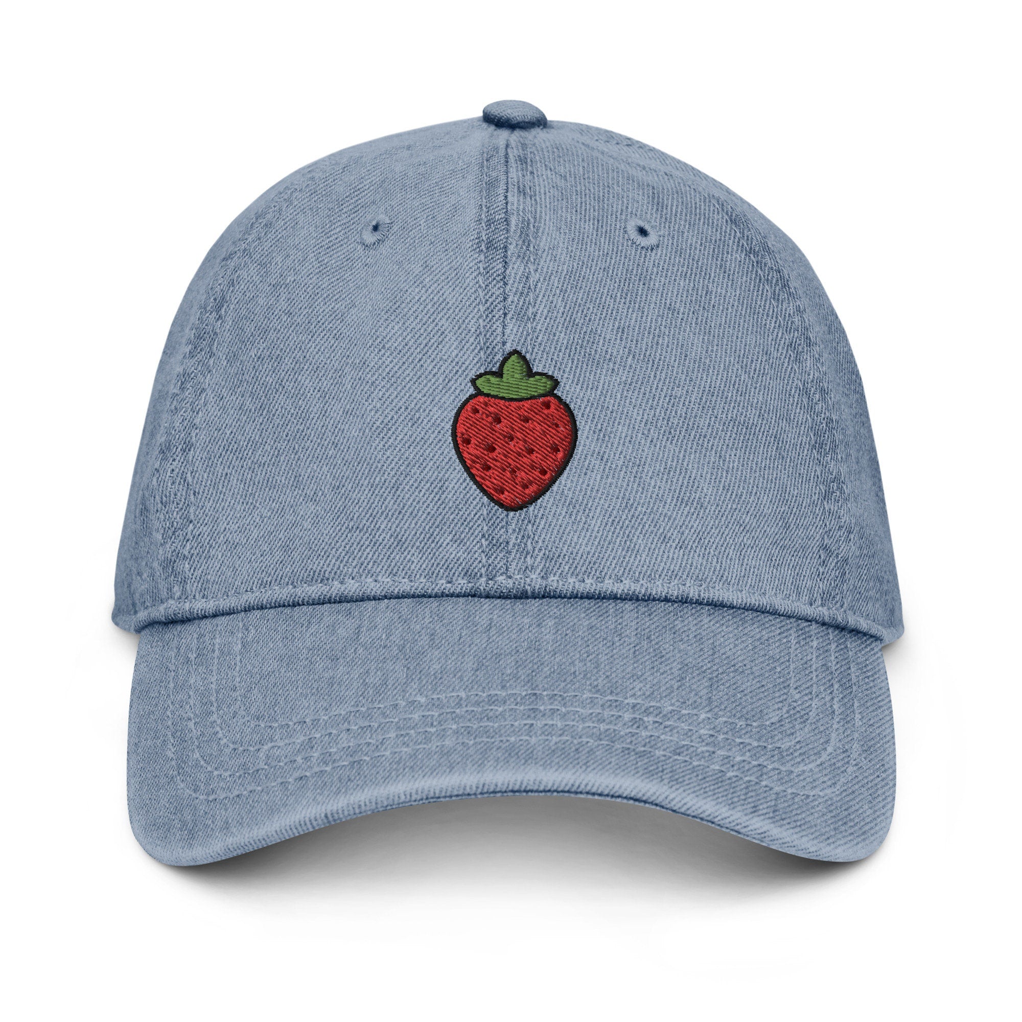 Strawberry Denim Hat, Premium Embroidered Denim Cap, Hat Embroidery Gift - Multiple Colors