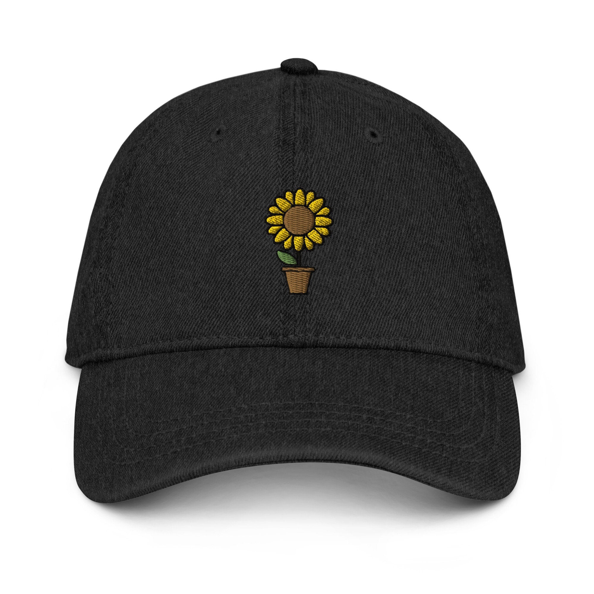 Sunflower Denim Hat, Premium Embroidered Denim Cap, Hat Embroidery Gift - Multiple Colors