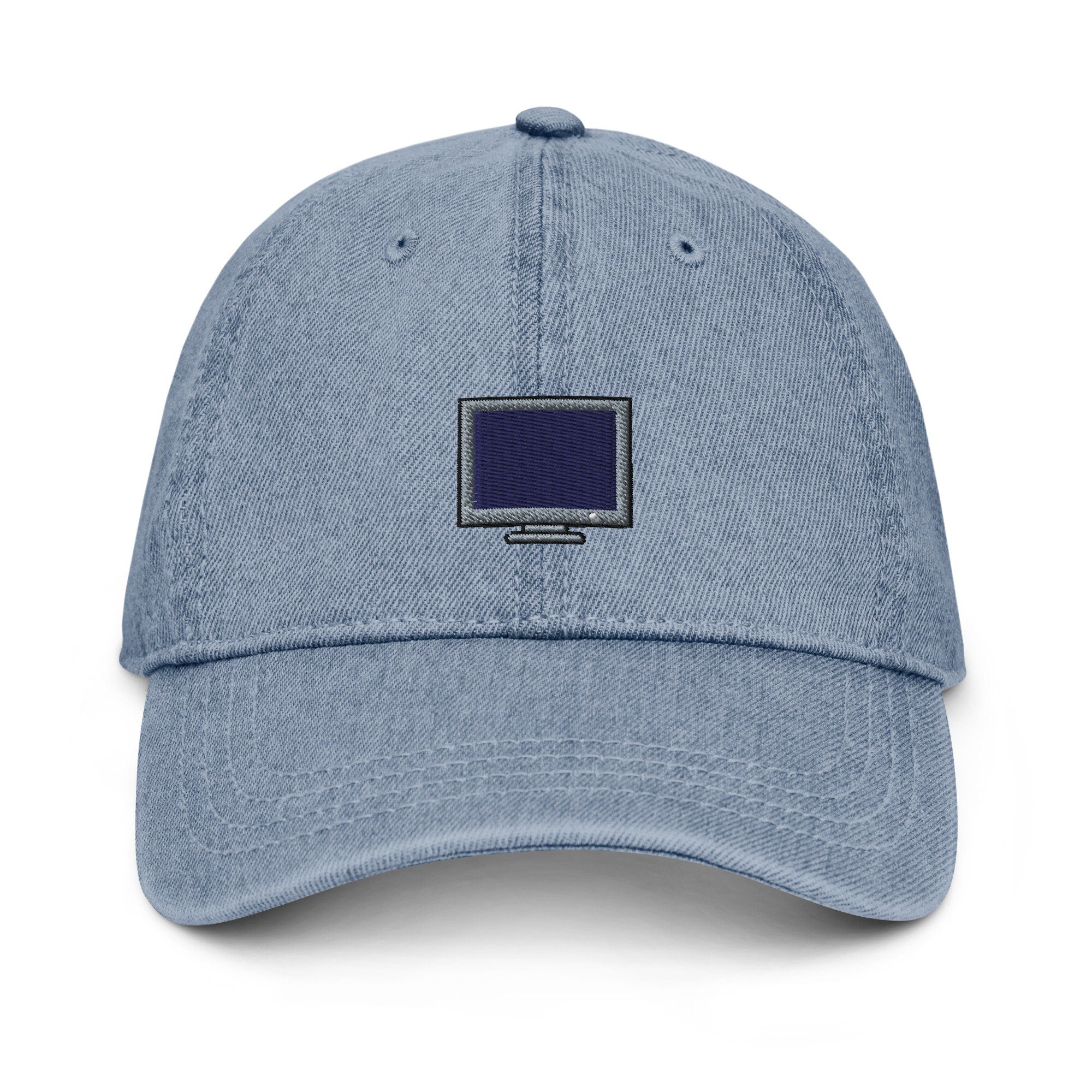 Computer Monitor Denim Hat, Premium Embroidered Denim Cap, Hat Embroidery Gift - Multiple Colors