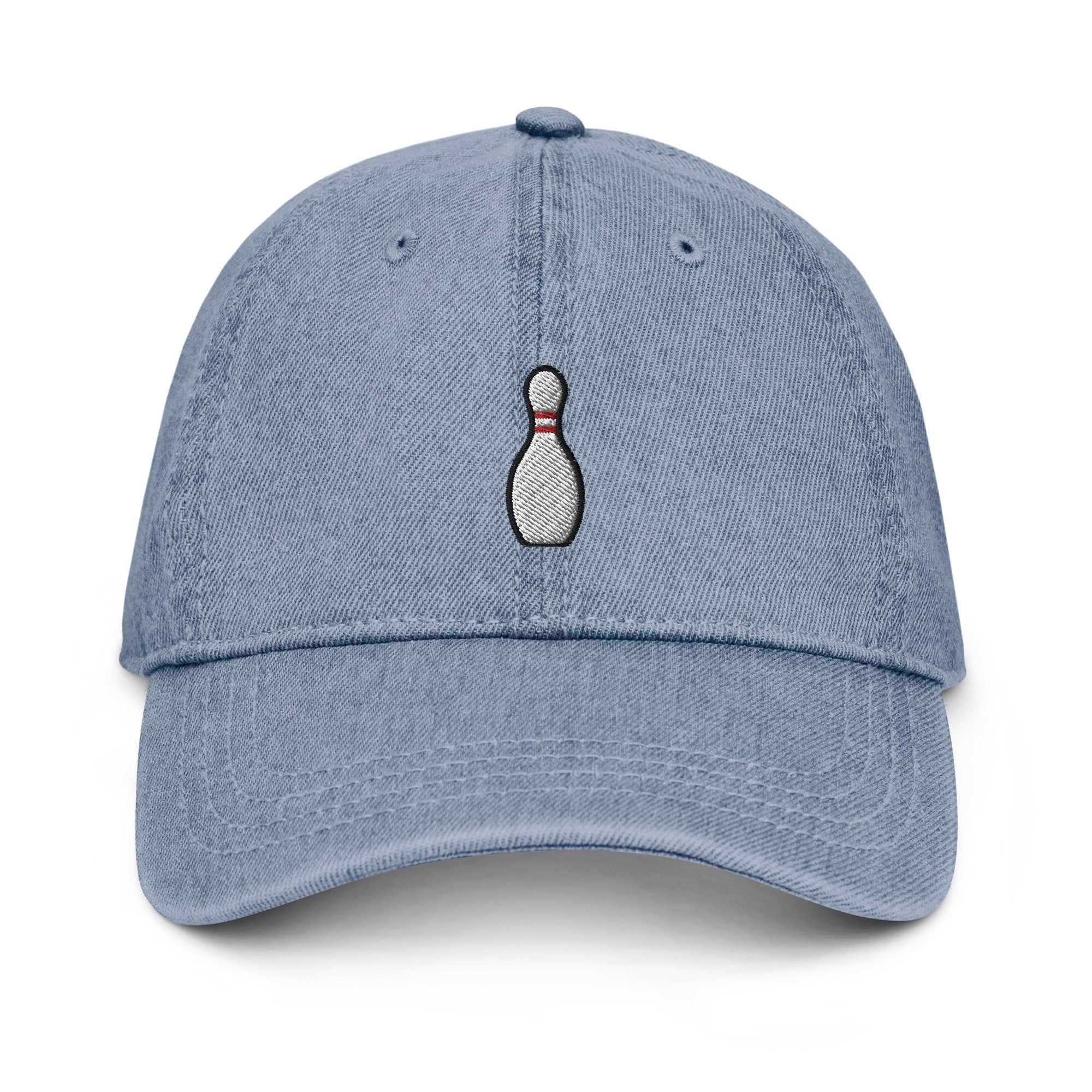 Bowling Pin Denim Hat, Premium Embroidered Denim Cap, Hat Embroidery Gift - Multiple Colors