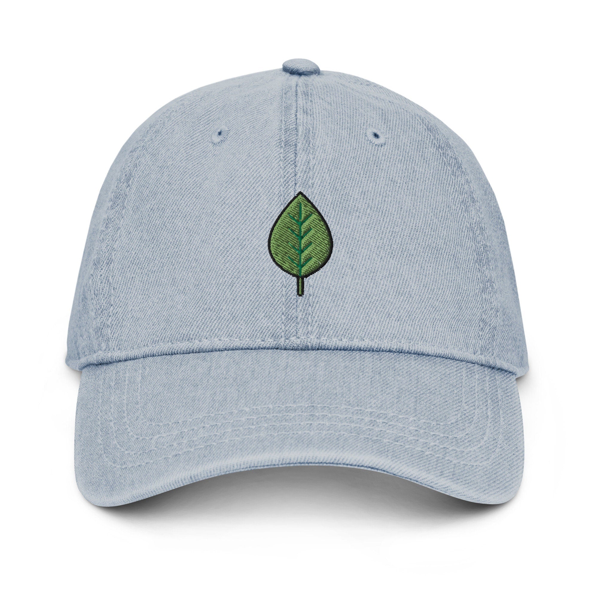 Leaf Denim Hat, Premium Embroidered Denim Cap, Hat Embroidery Gift - Multiple Colors