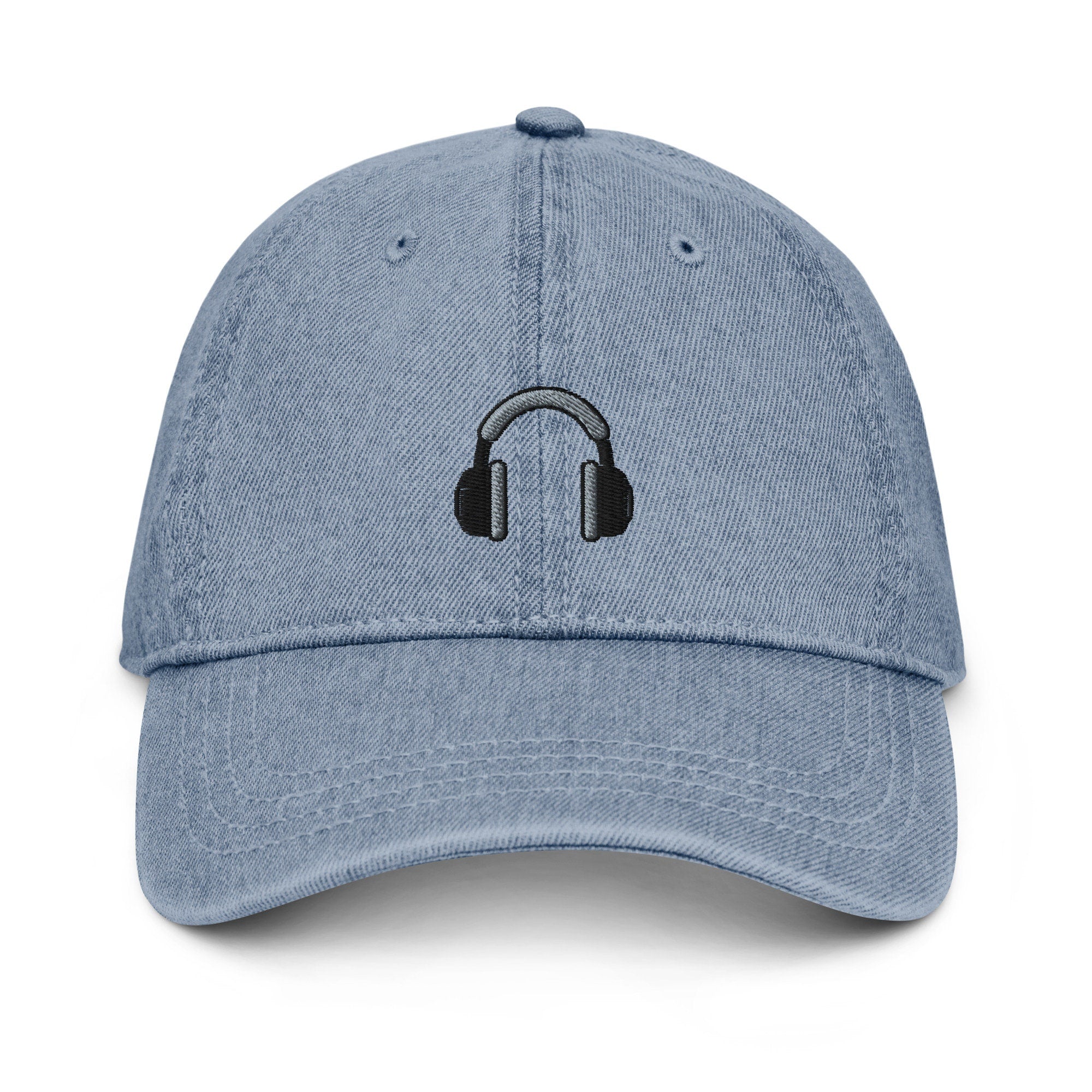 Headphones Denim Hat, Premium Embroidered Denim Cap, Hat Embroidery Gift - Multiple Colors