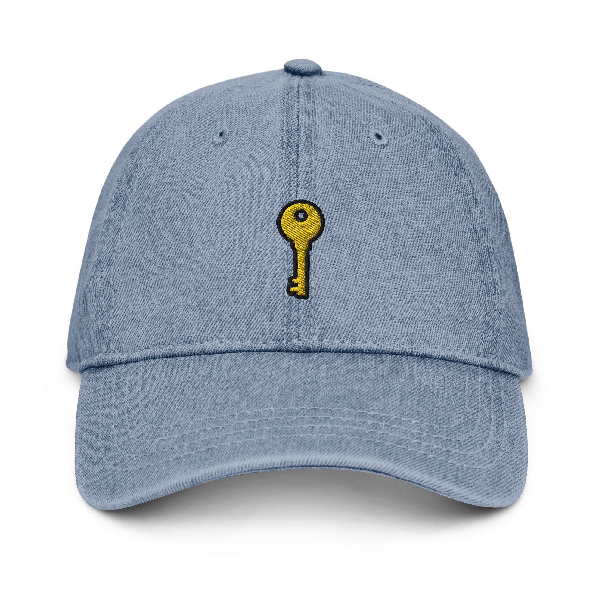 Key Denim Hat, Premium Embroidered Denim Cap, Hat Embroidery Gift - Multiple Colors