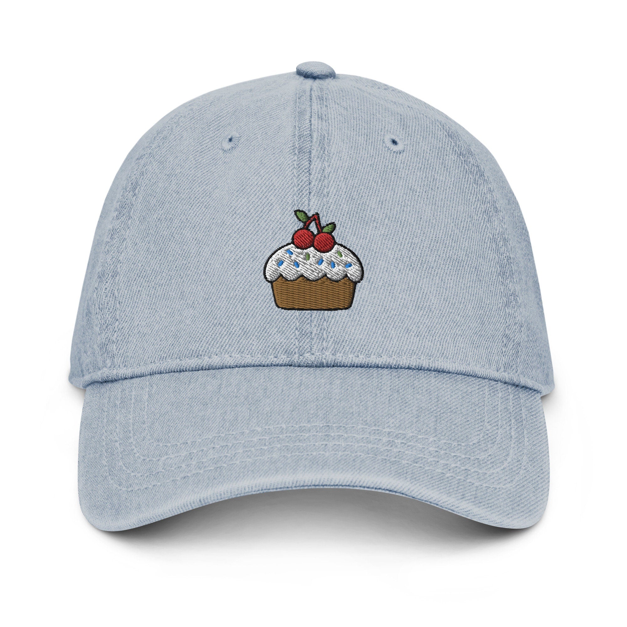 Cupcake Denim Hat, Premium Embroidered Denim Cap, Hat Embroidery Gift - Multiple Colors