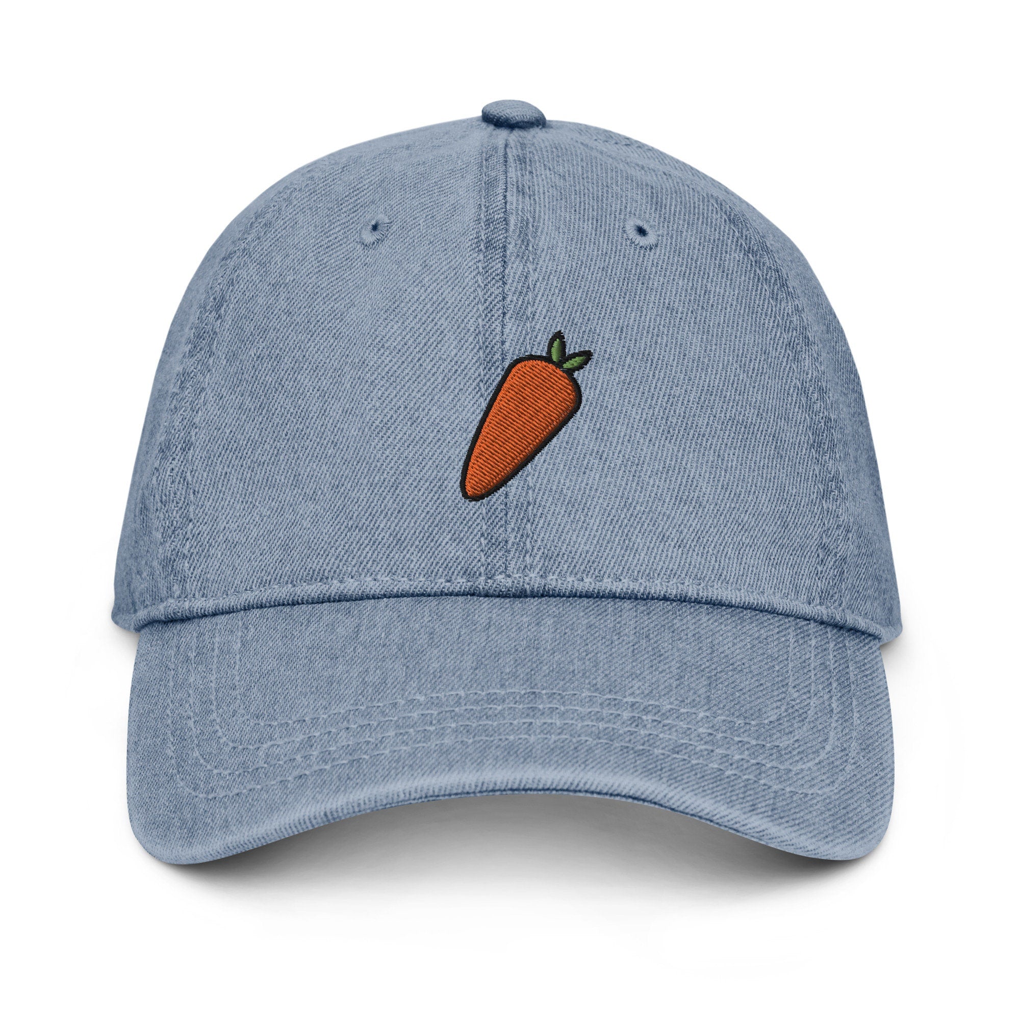 Carrot Denim Hat, Premium Embroidered Denim Cap, Hat Embroidery Gift - Multiple Colors