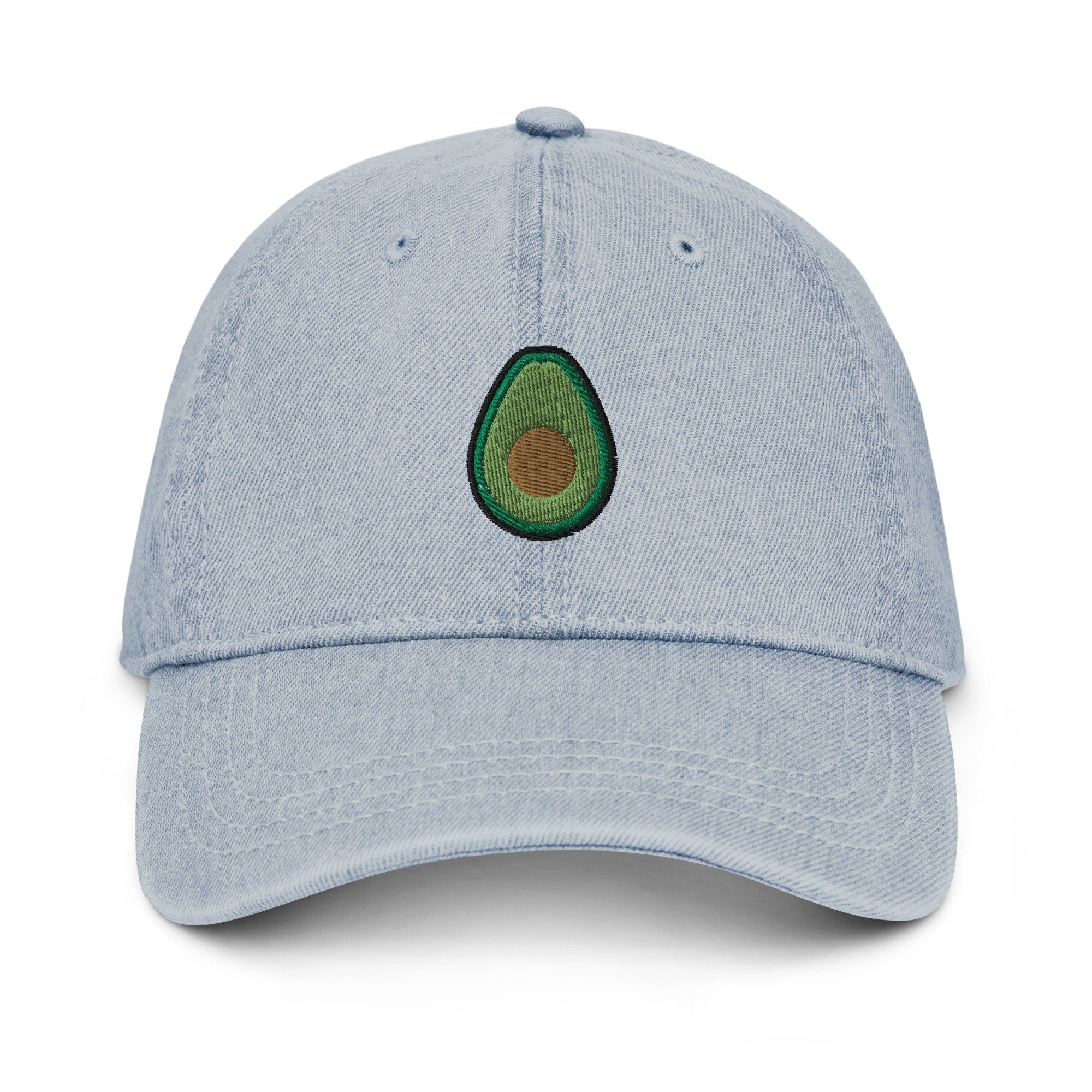 Avocado Denim Hat, Premium Embroidered Denim Cap, Hat Embroidery Gift - Multiple Colors