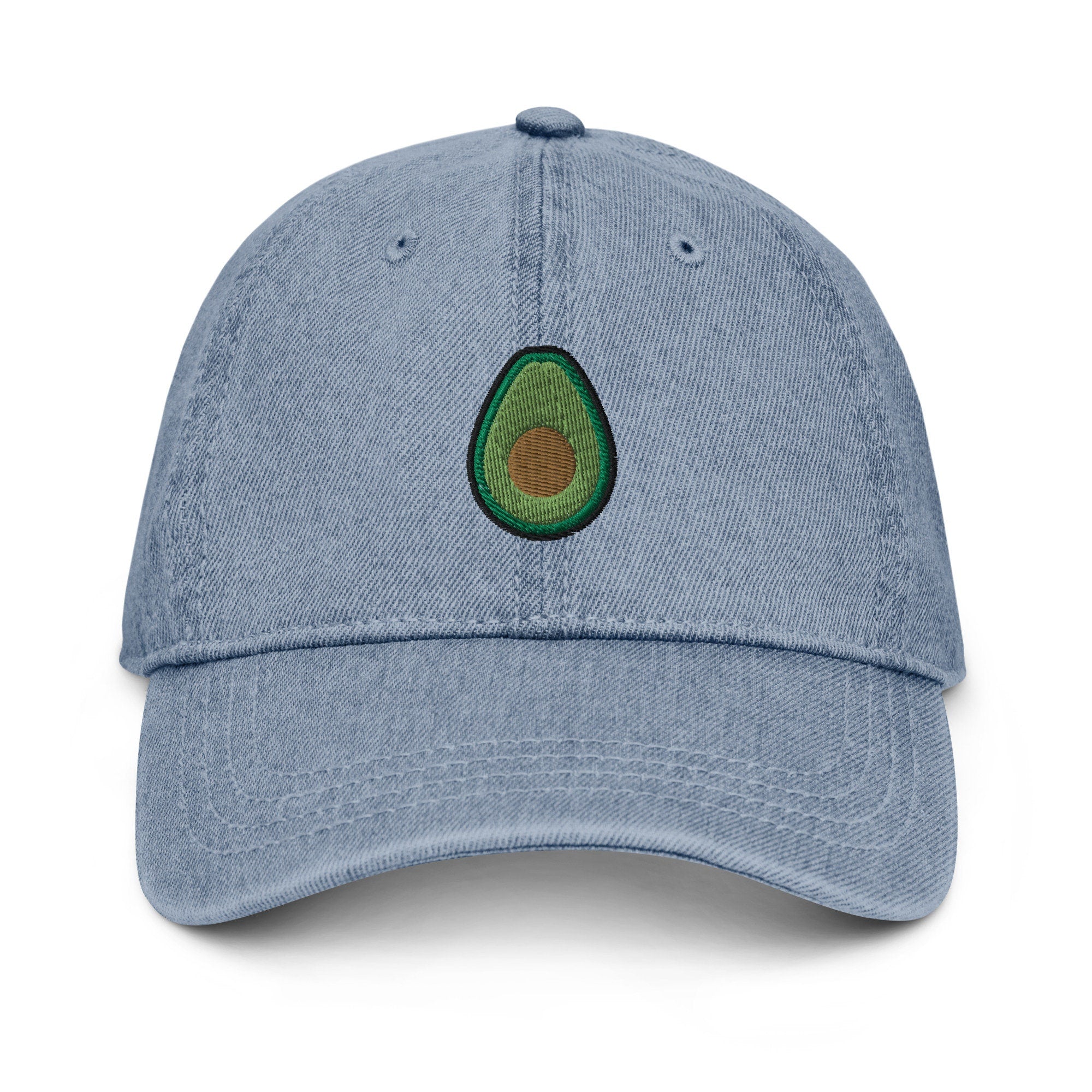 Avocado Denim Hat, Premium Embroidered Denim Cap, Hat Embroidery Gift - Multiple Colors