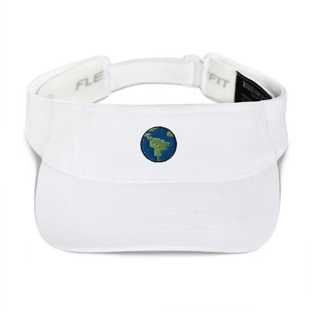 Earth Embroidered Visor, Premium Summer Visor, Adjustable Beach Sun Hat - Multiple Colors