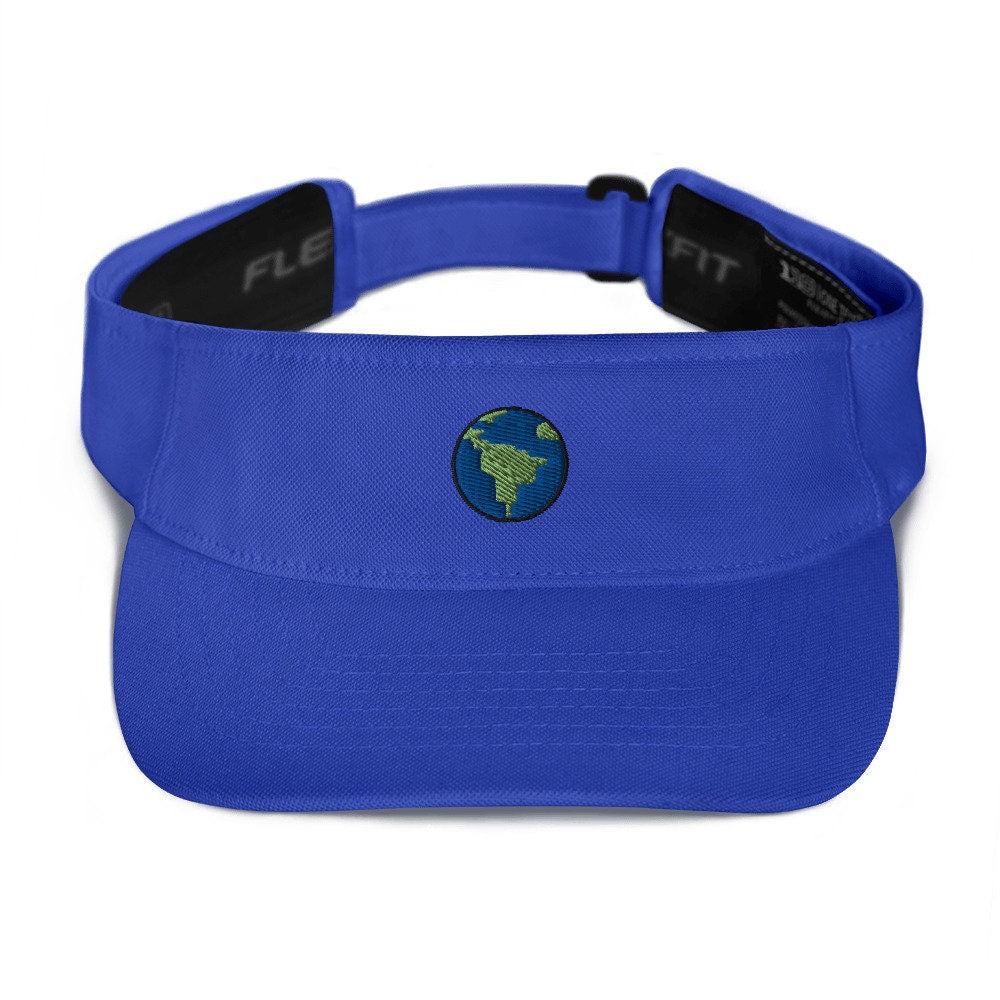 Earth Embroidered Visor, Premium Summer Visor, Adjustable Beach Sun Hat - Multiple Colors