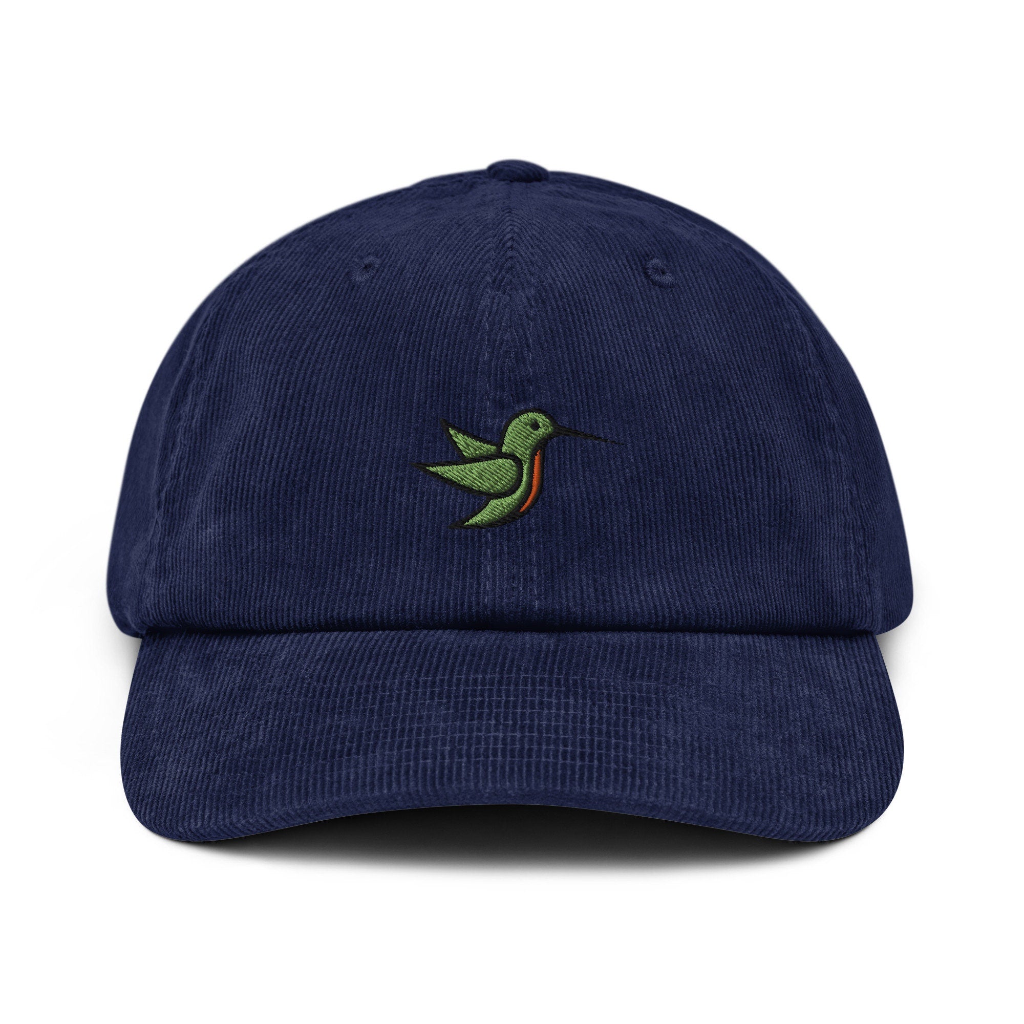 Hummingbird Embroidered Corduroy Dad Hat, Handmade Corduroy Baseball Cap Gift - Multiple Colors