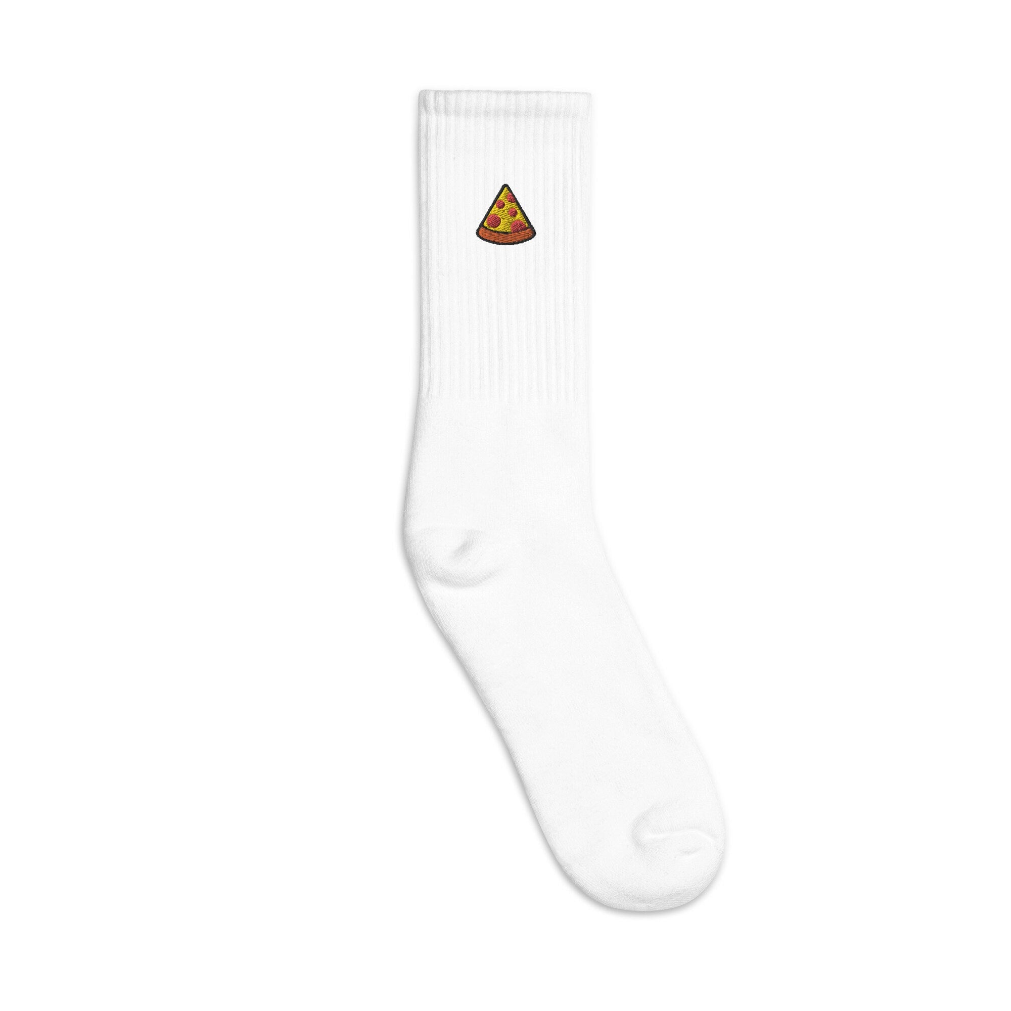 Pizza Embroidered Socks, Premium Embroidered Socks, Long Socks Gift - Multiple Colors