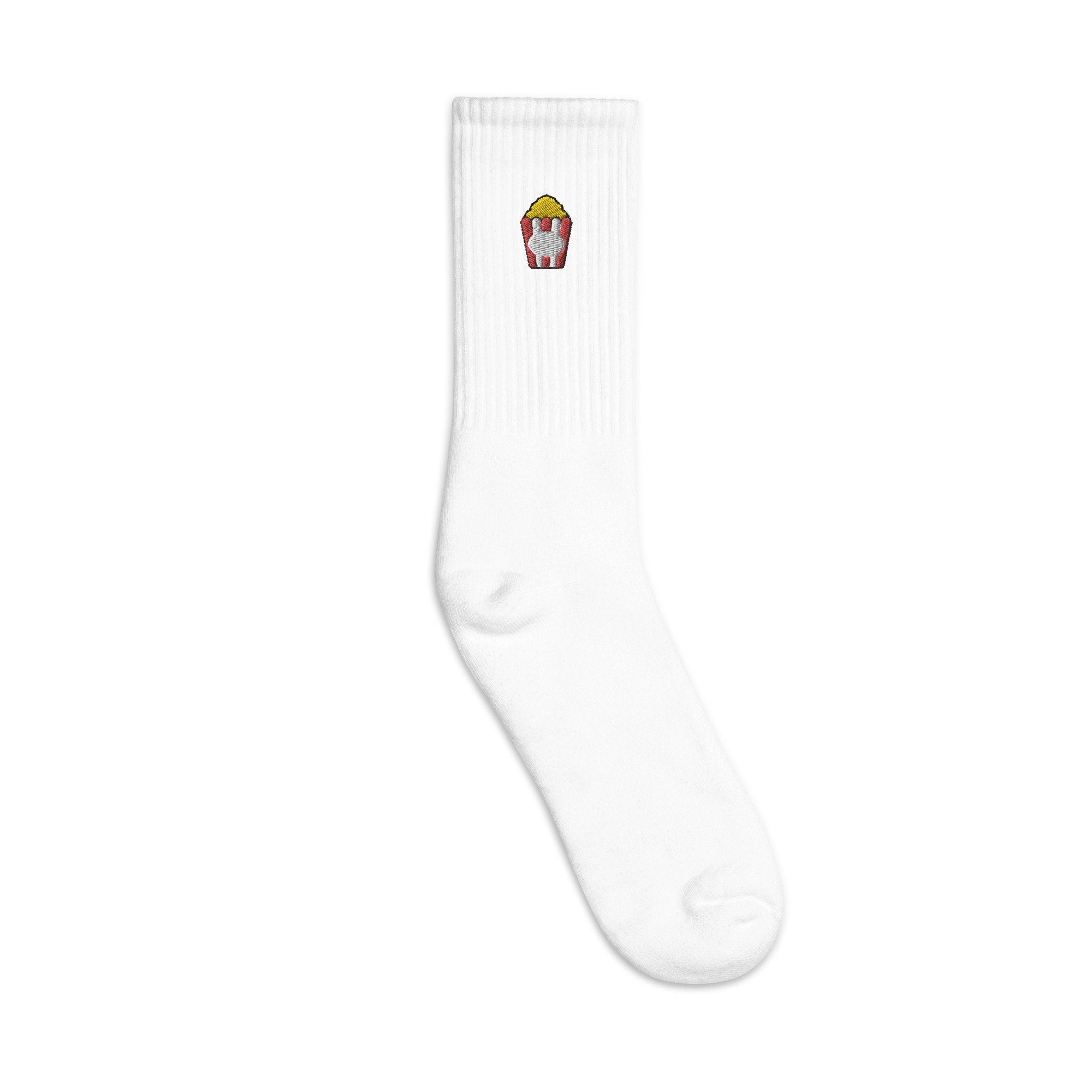 Popcorn Embroidered Socks, Premium Embroidered Socks, Long Socks Gift - Multiple Colors