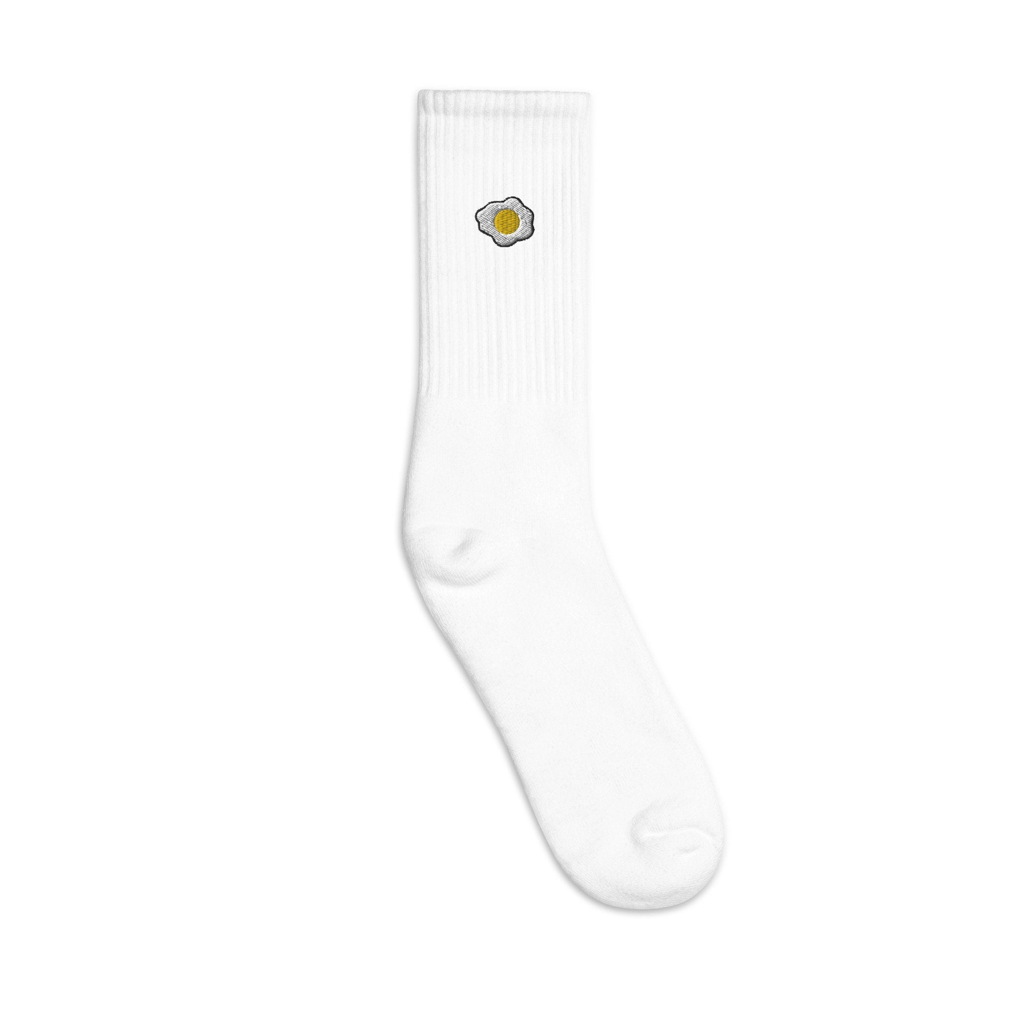 Fried Egg Embroidered Socks, Premium Embroidered Socks, Long Socks Gift - Multiple Colors