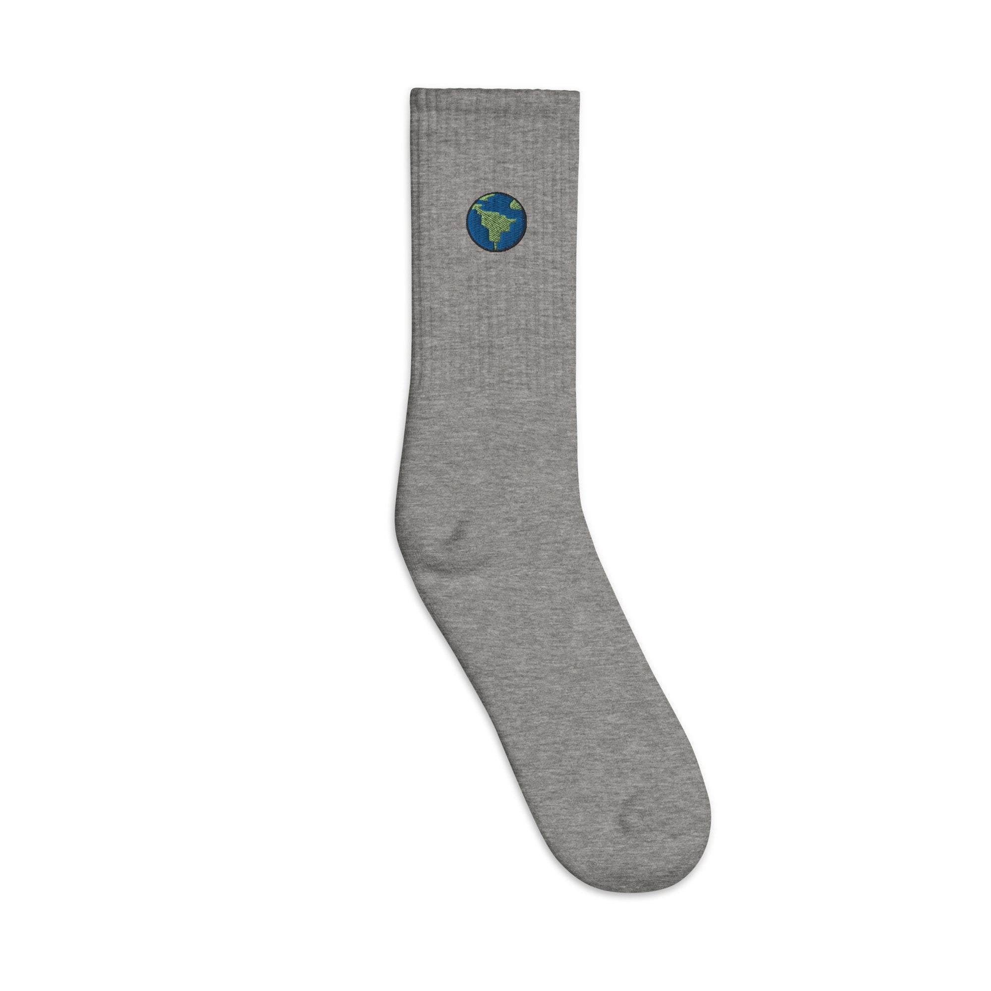 Earth Embroidered Socks, Premium Embroidered Socks, Long Socks Gift - Multiple Colors