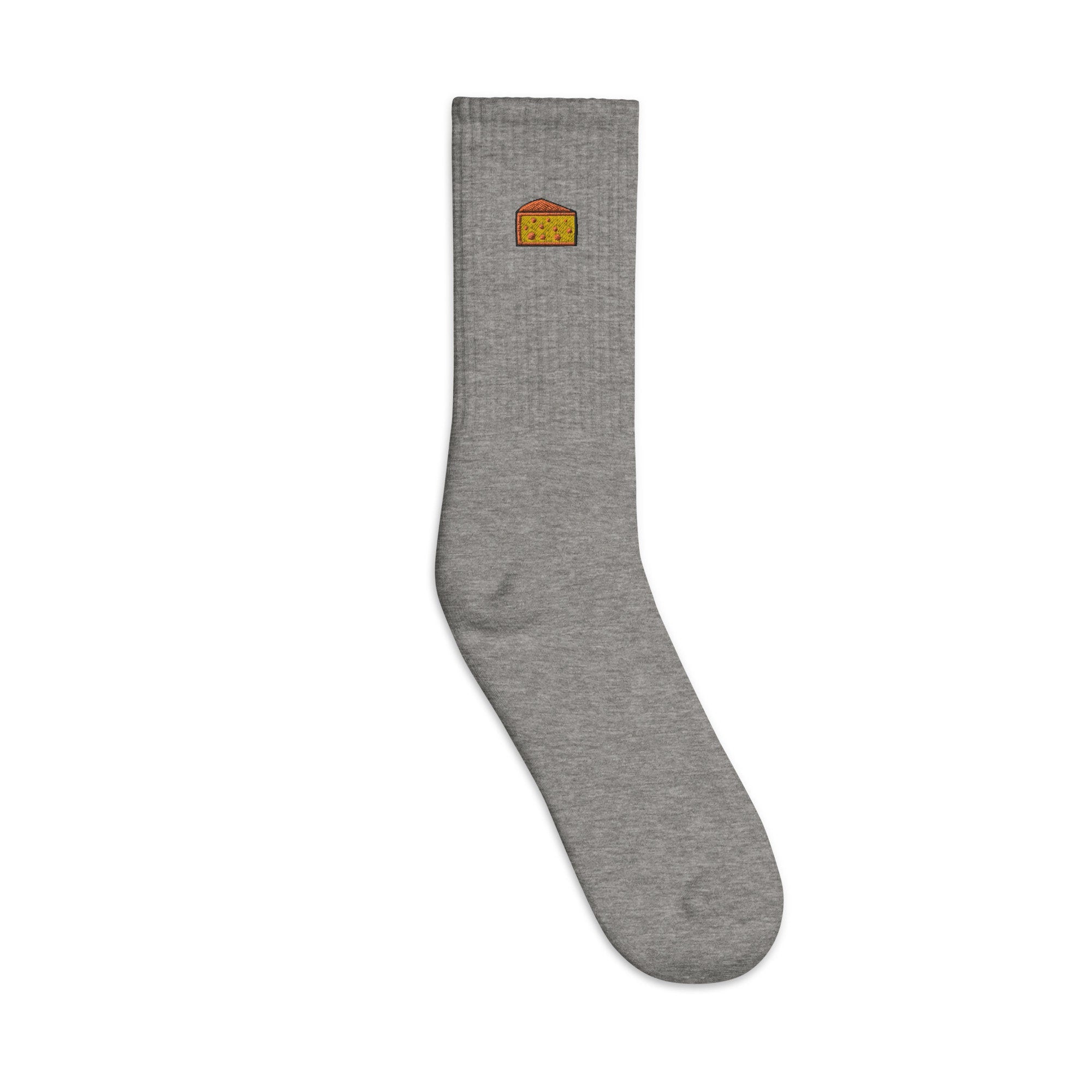 Cheese Embroidered Socks, Premium Embroidered Socks, Long Socks Gift - Multiple Colors