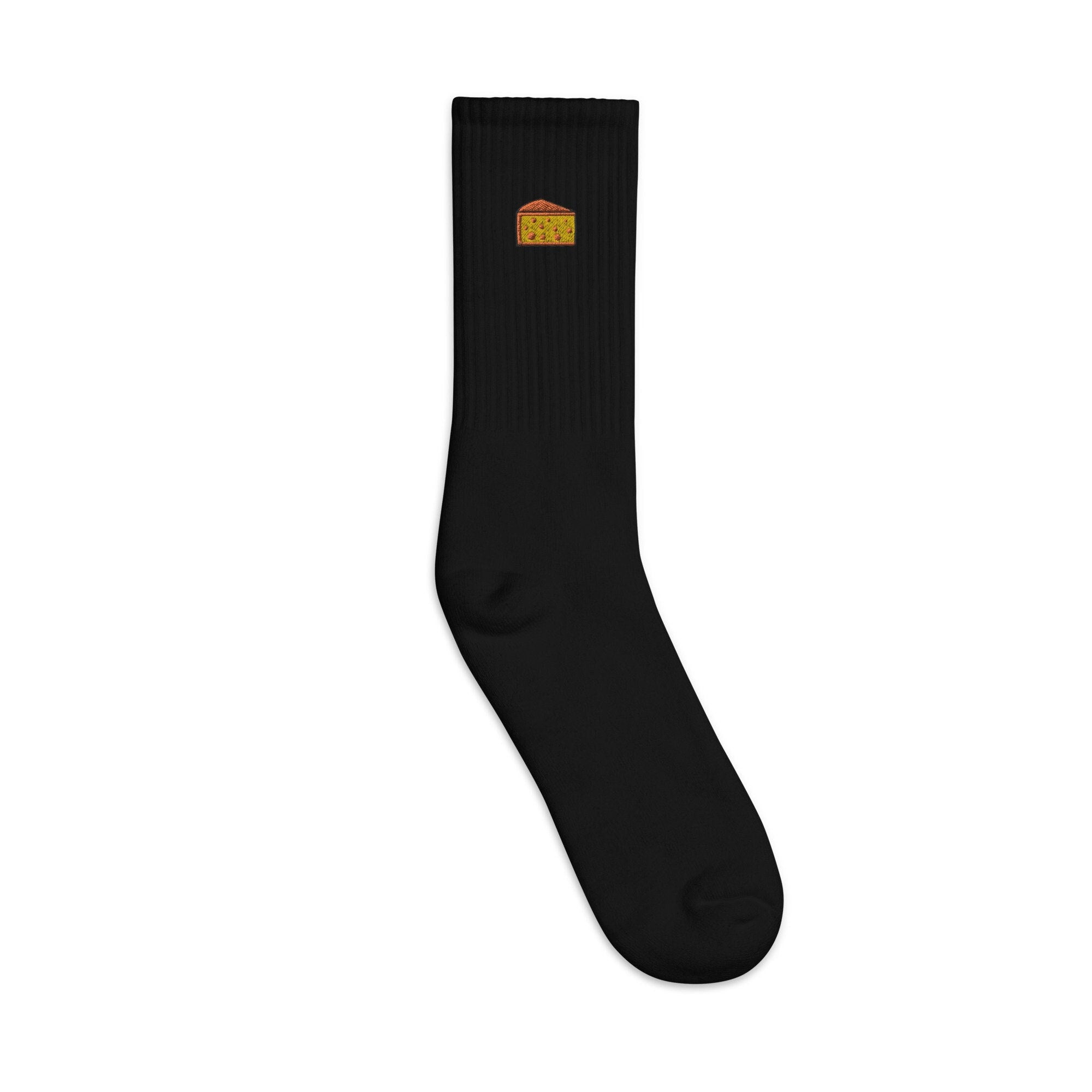 Cheese Embroidered Socks, Premium Embroidered Socks, Long Socks Gift - Multiple Colors