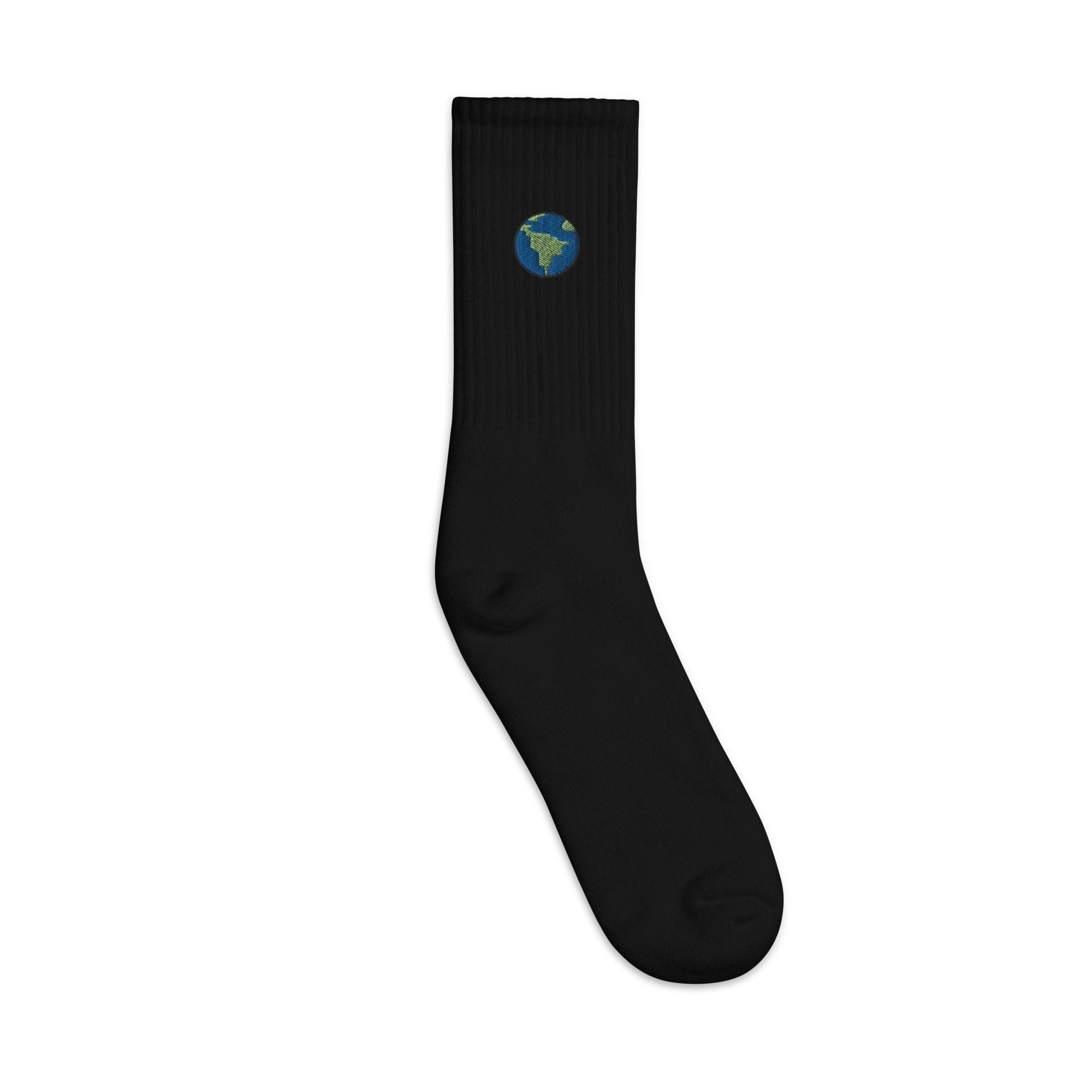 Earth Embroidered Socks, Premium Embroidered Socks, Long Socks Gift - Multiple Colors