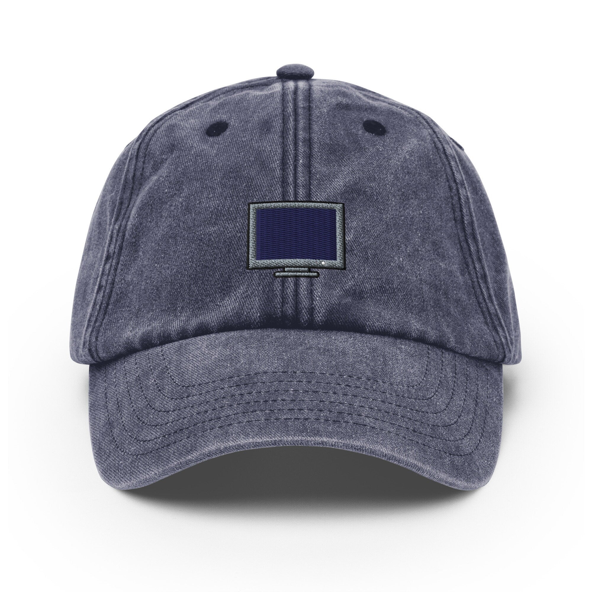 Computer Monitor Vintage Hat, Aged Dad Cap, Faded Baseball Cap Gift - Multiple Colors