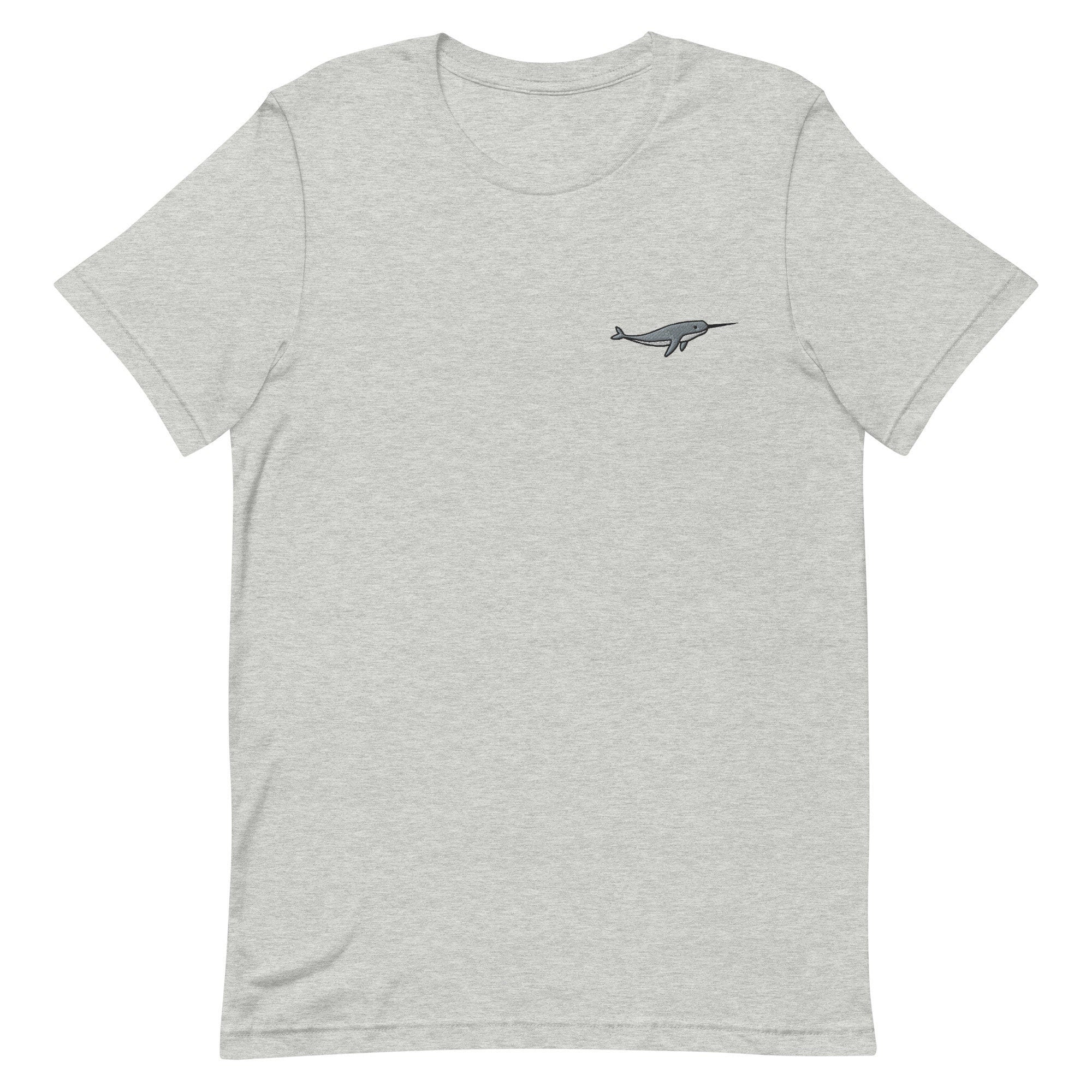 Narwhale Embroidered Men's T-Shirt Gift for Boyfriend, Men's Short Sleeve Shirt - Multiple Colors