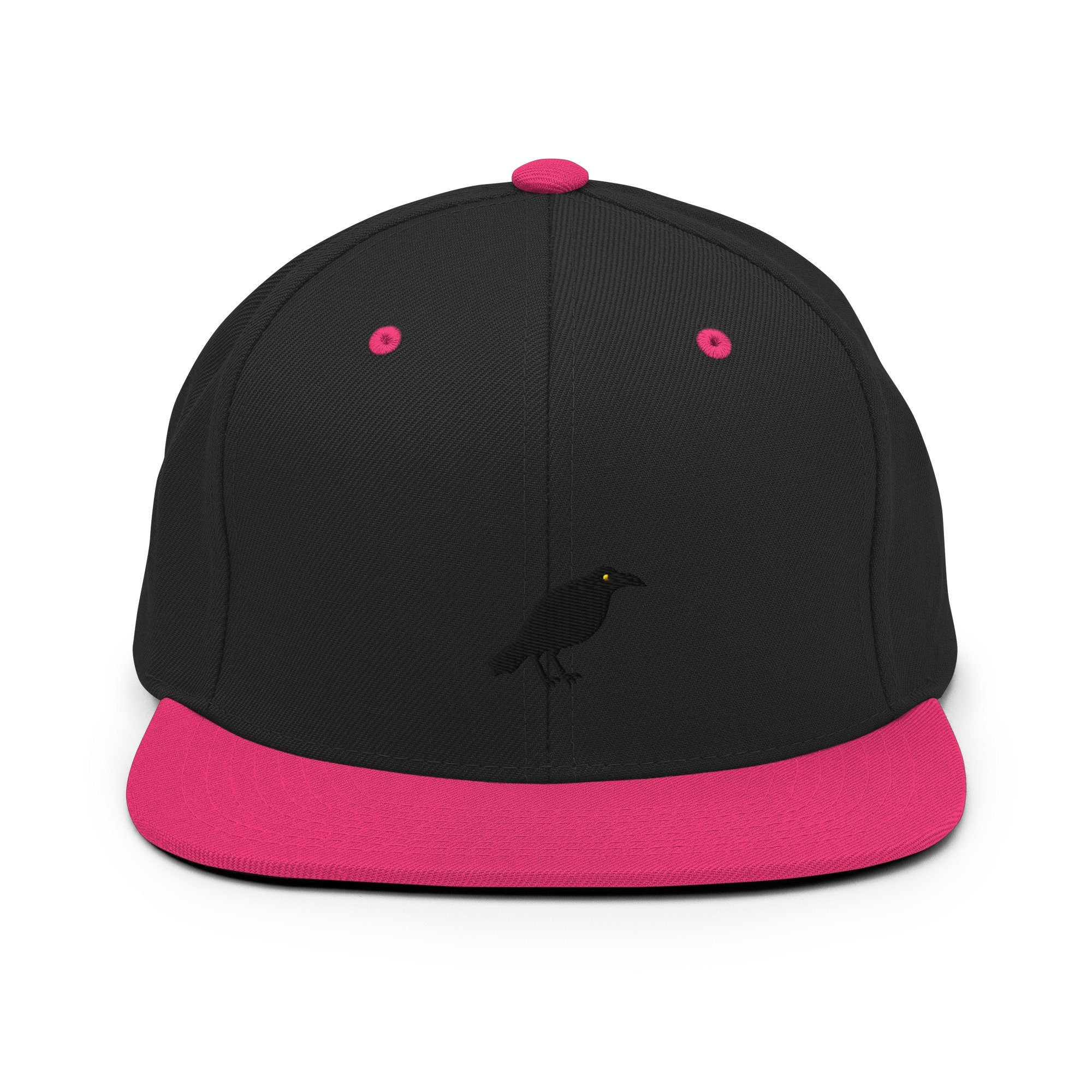 Crow Embroidered Snapback Hat, Cap Gift, Embroidered Snapback Hat, Flat Bill Snapback