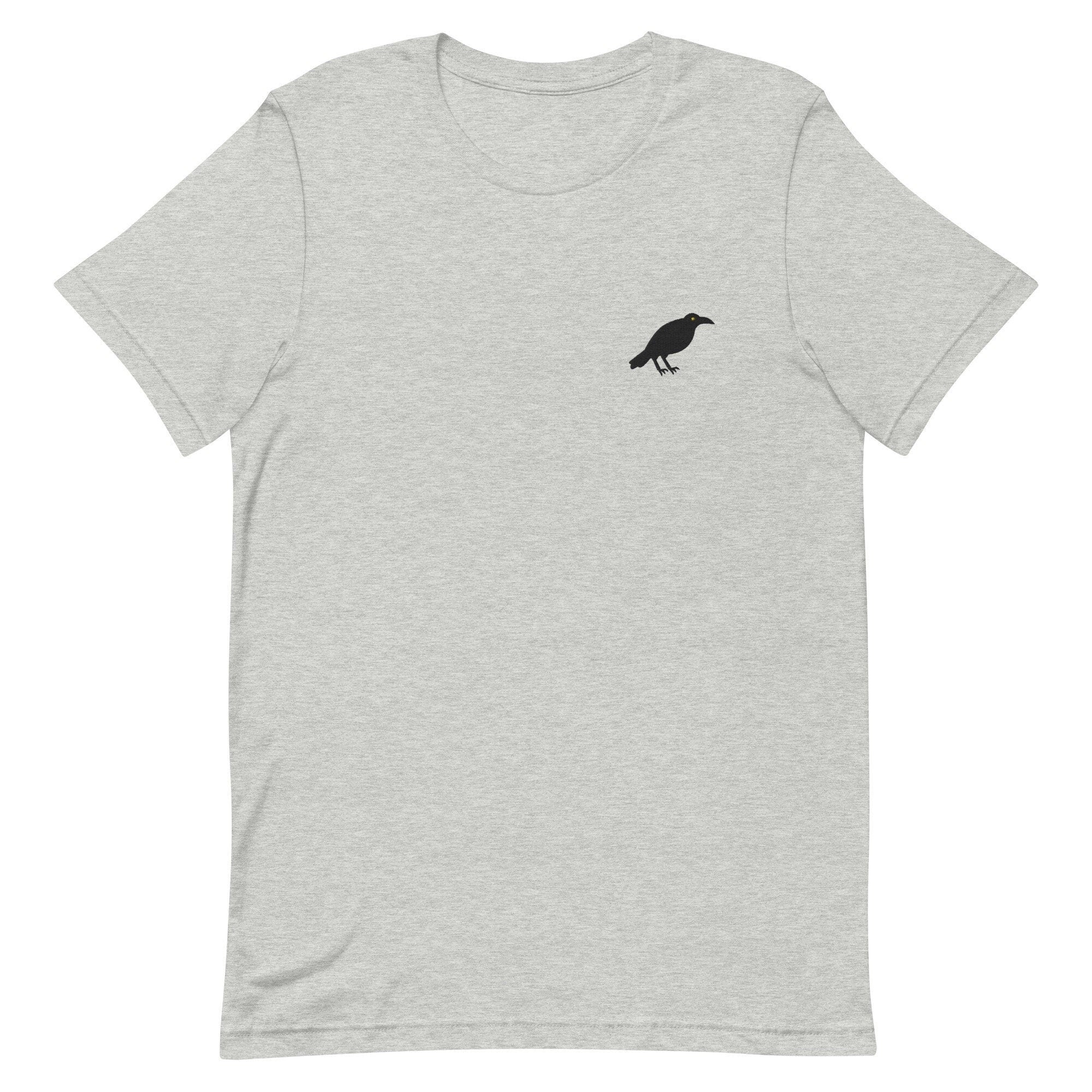 Crow Embroidered Men's T-Shirt Gift for Boyfriend, Men's Short Sleeve Shirt - Multiple Colors
