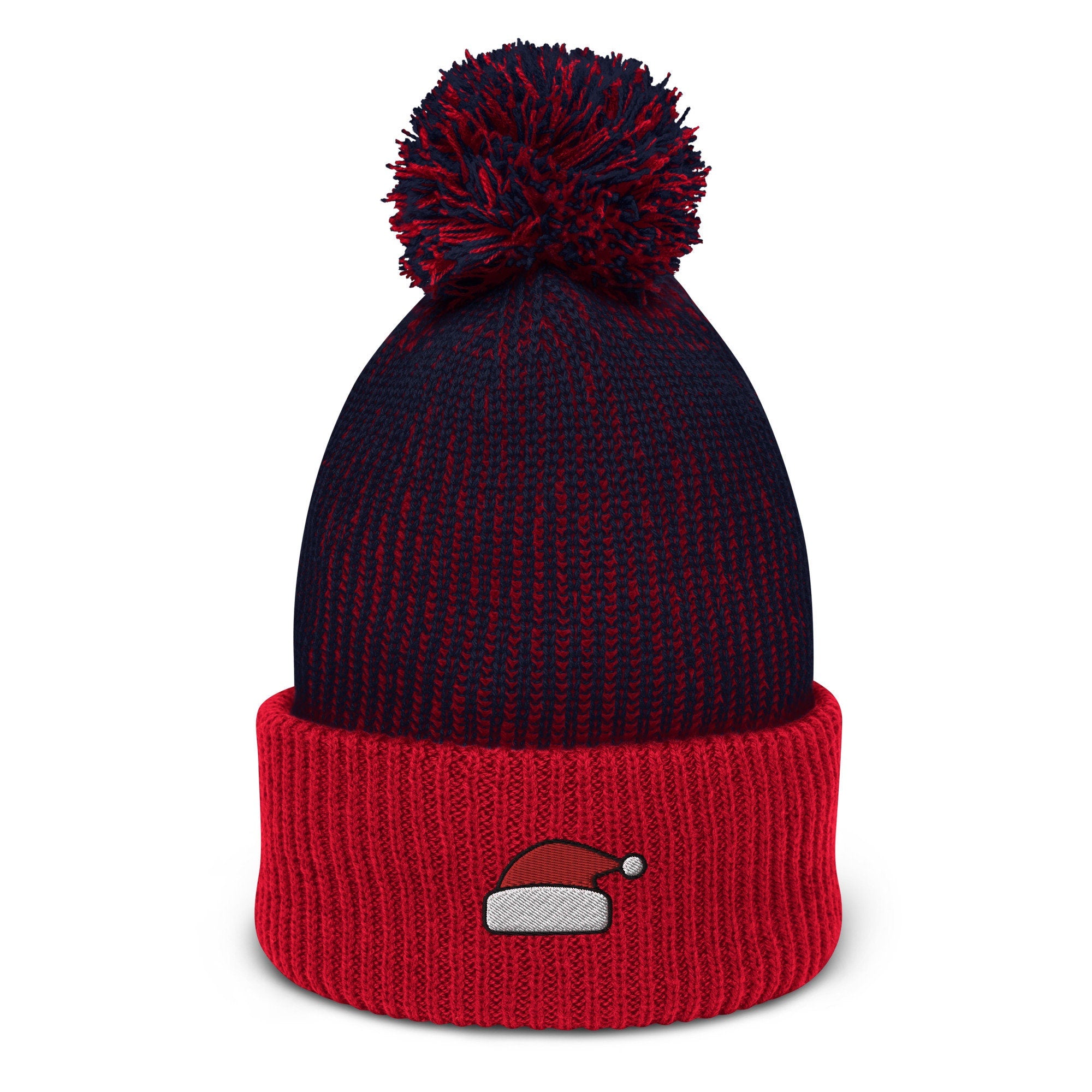 Santa Hat Embroidered Pom Pom Beanie