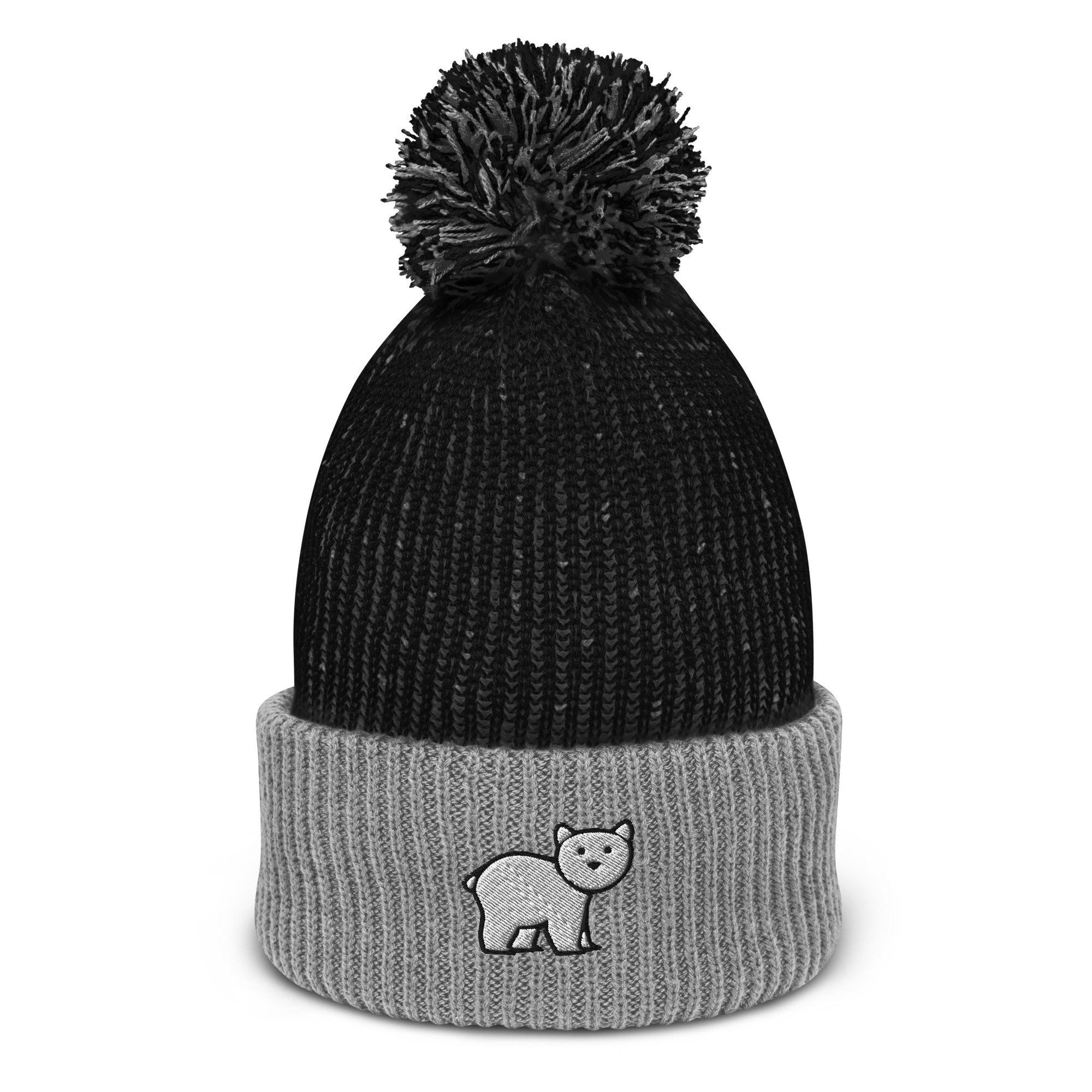 Polar Bear Embroidered Pom Pom Beanie