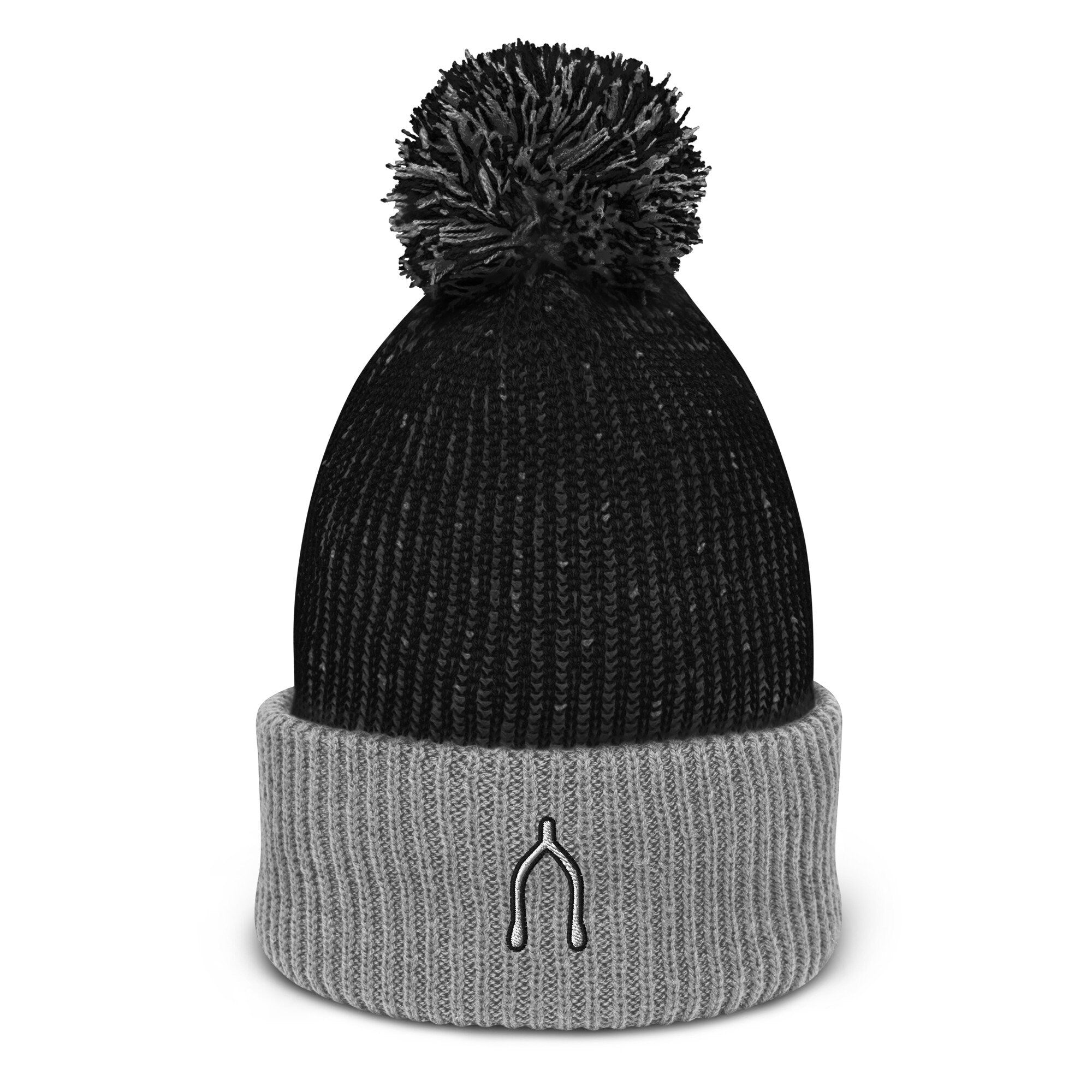 Wishbone Embroidered Pom Pom Beanie