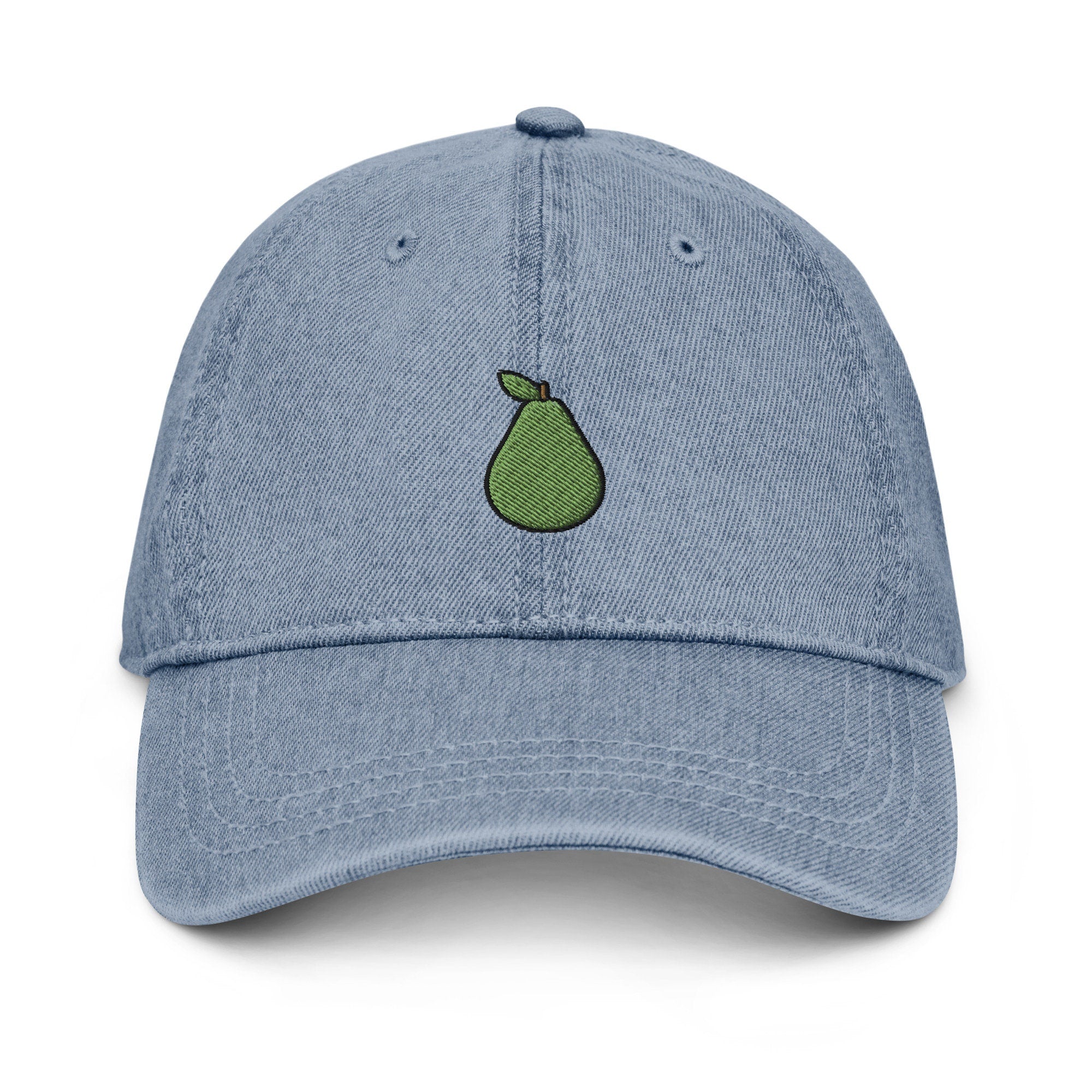 Pear Denim Hat, Premium Embroidered Denim Cap, Hat Embroidery Gift - Multiple Colors