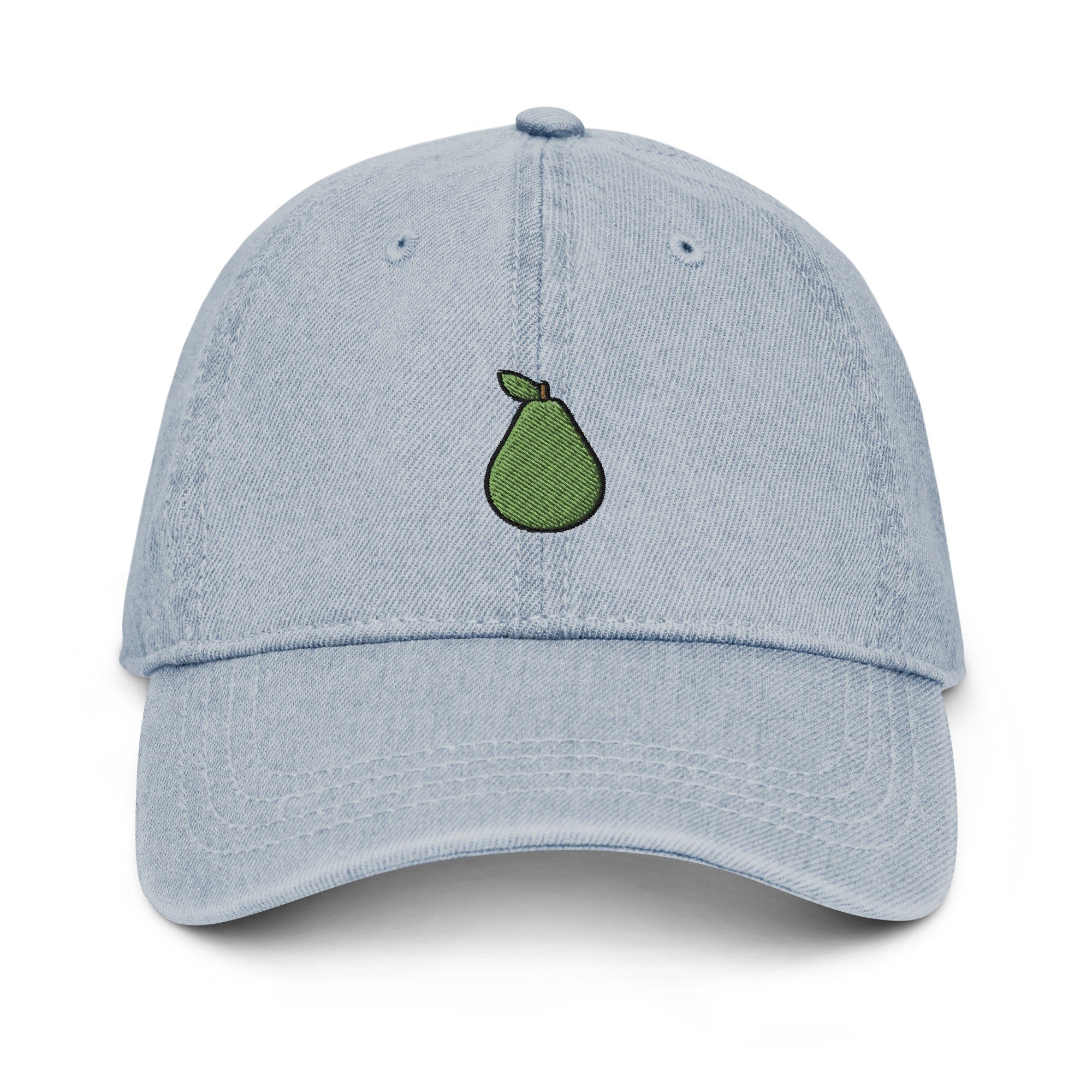 Pear Denim Hat, Premium Embroidered Denim Cap, Hat Embroidery Gift - Multiple Colors