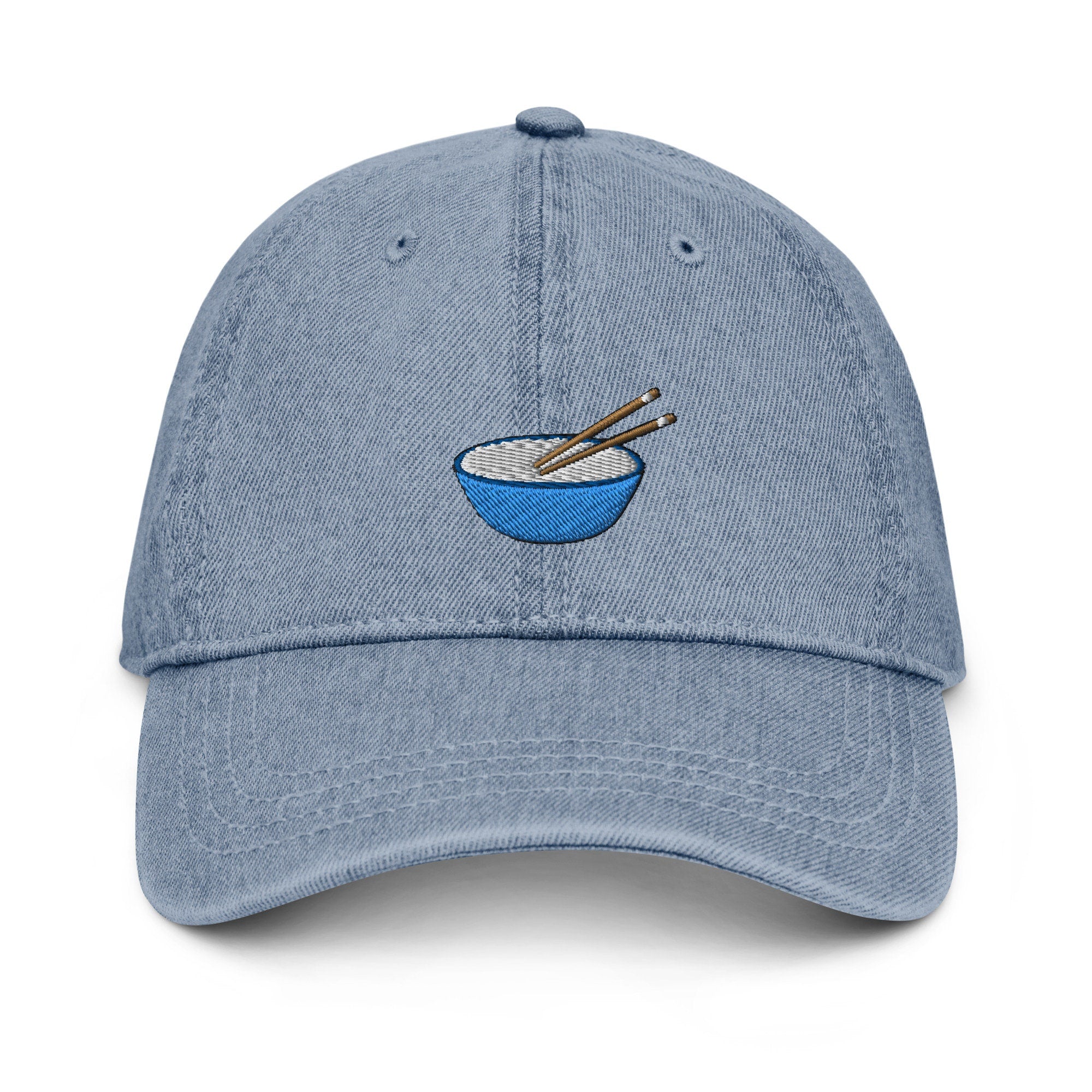 Rice Bowl Denim Hat, Premium Embroidered Denim Cap, Hat Embroidery Gift - Multiple Colors