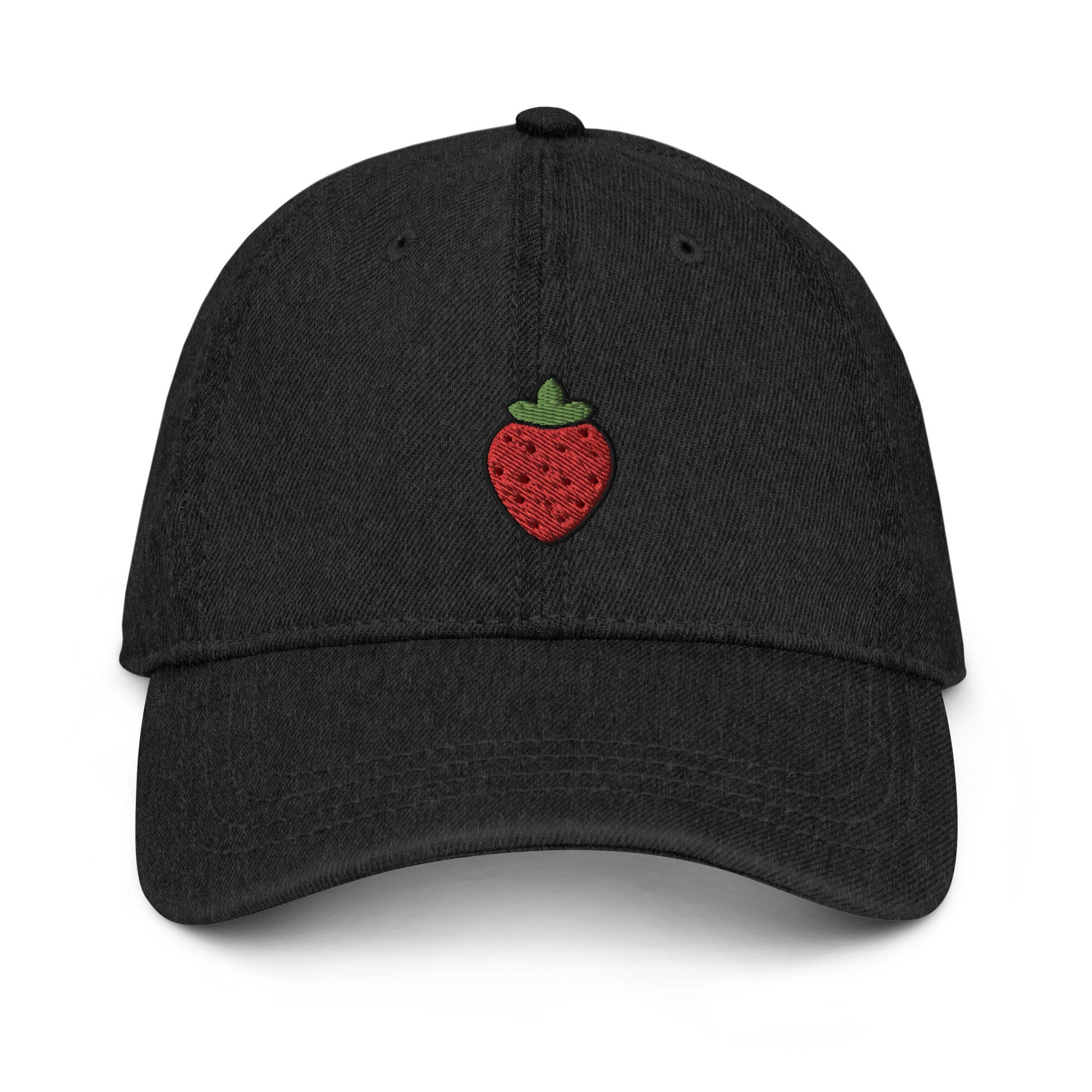 Strawberry Denim Hat, Premium Embroidered Denim Cap, Hat Embroidery Gift - Multiple Colors