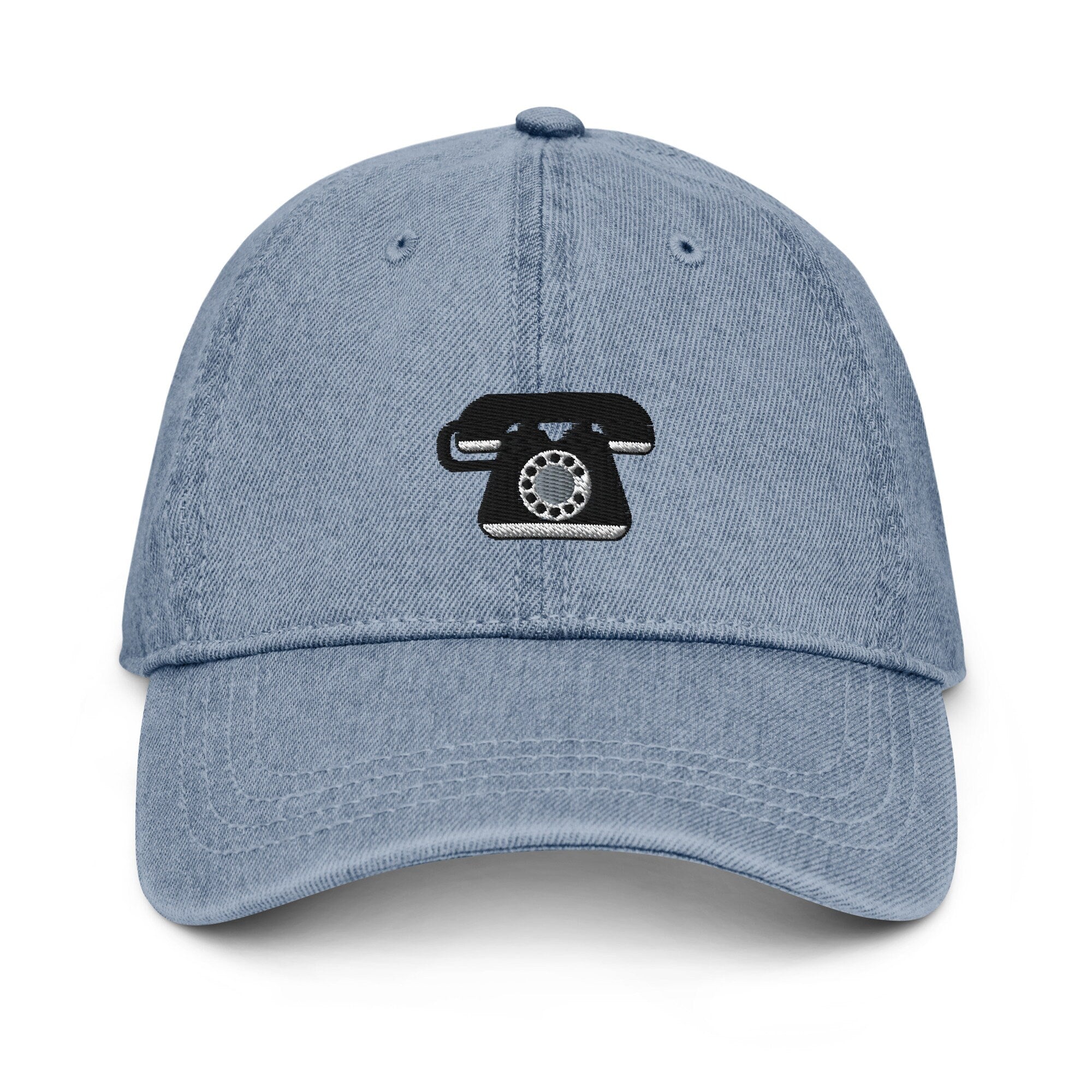 Rotary Phone Denim Hat, Premium Embroidered Denim Cap, Hat Embroidery Gift - Multiple Colors