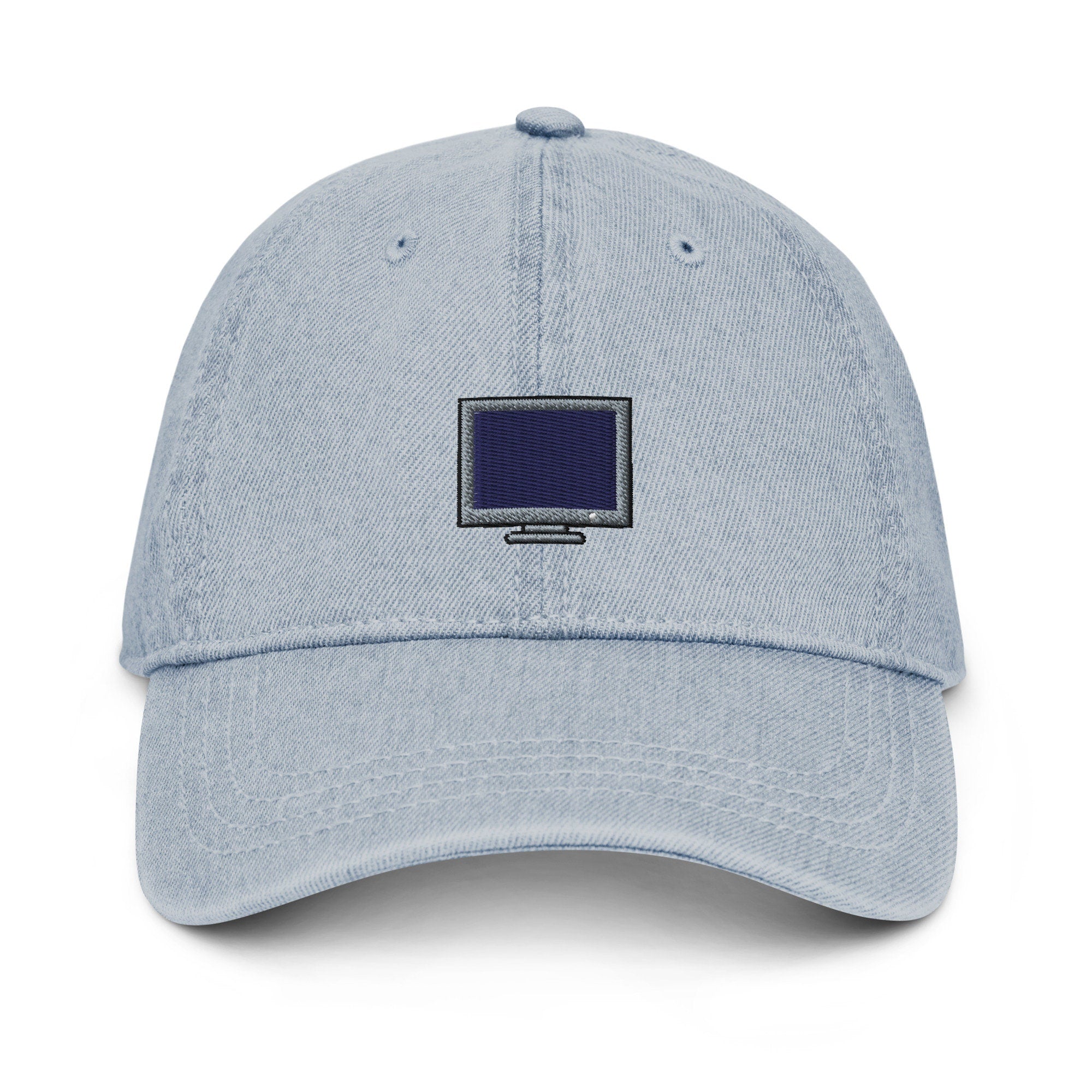 Computer Monitor Denim Hat, Premium Embroidered Denim Cap, Hat Embroidery Gift - Multiple Colors